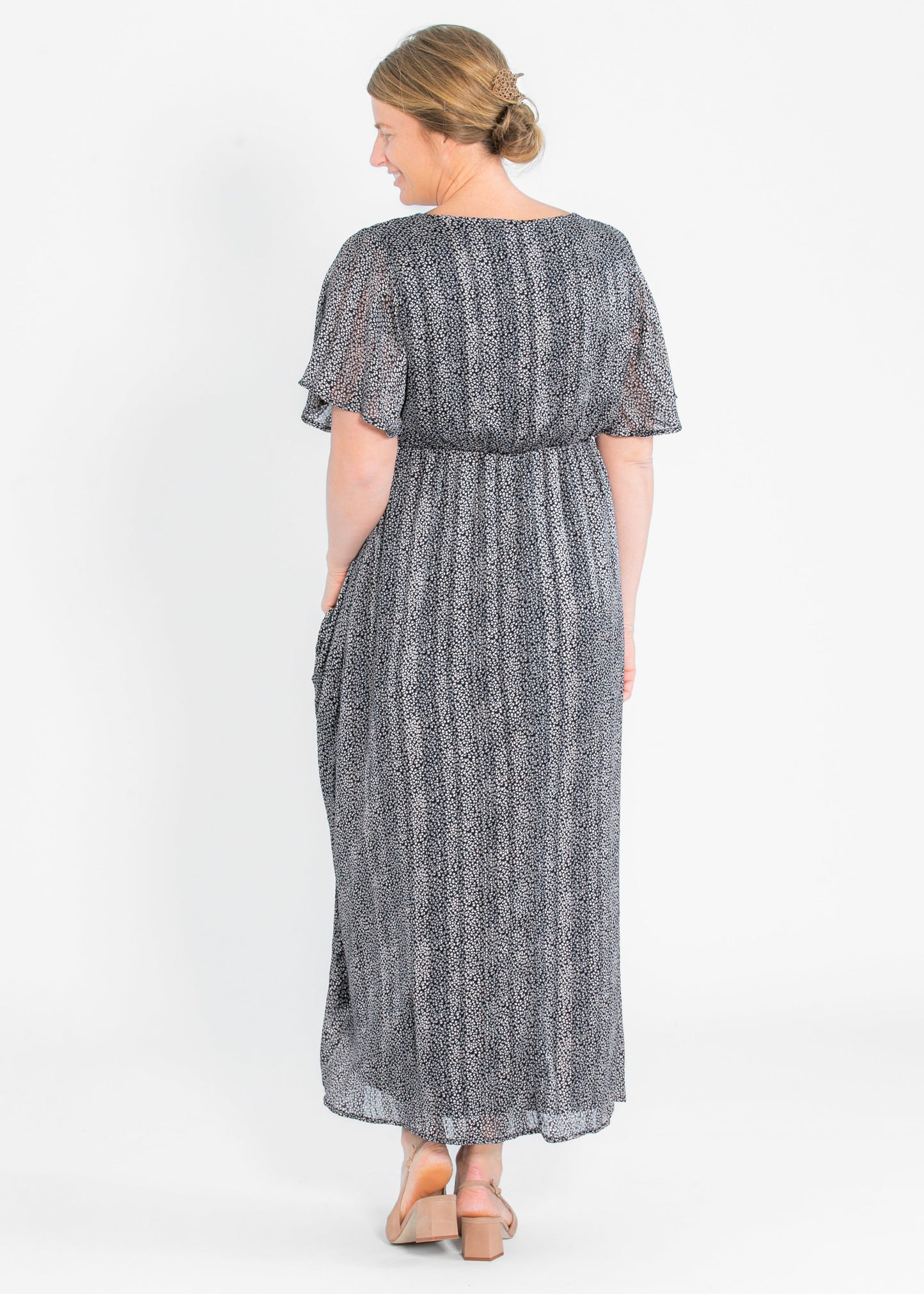 Ditsy Floral Flutter Sleeve Maxi Dress FF Dresses