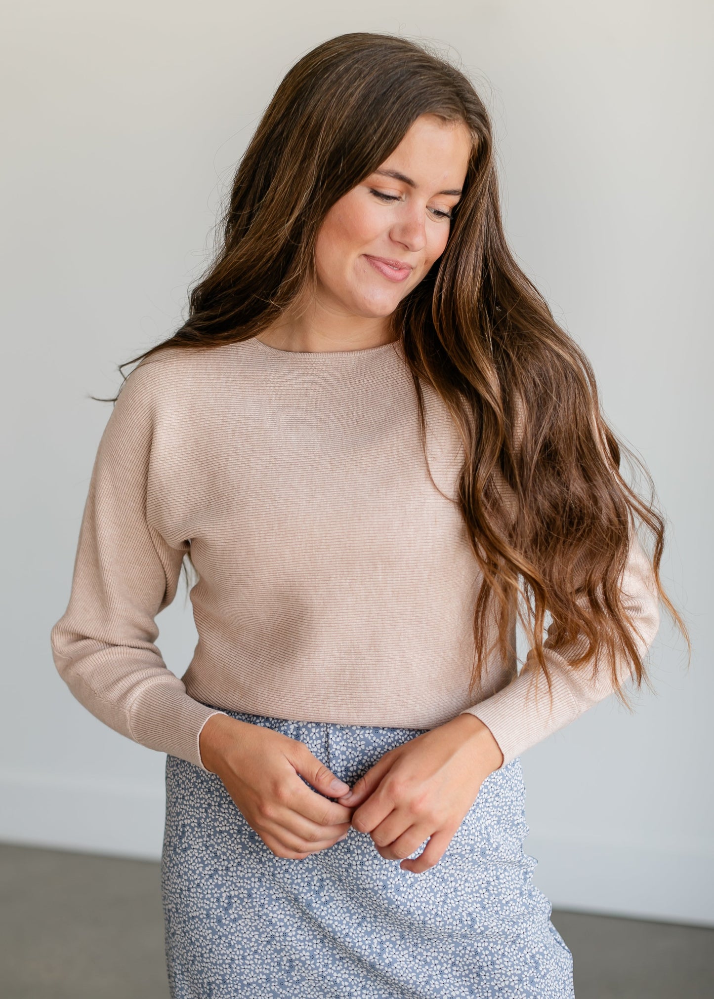 Dolman Long Sleeve Boatneck Sweater FF Tops