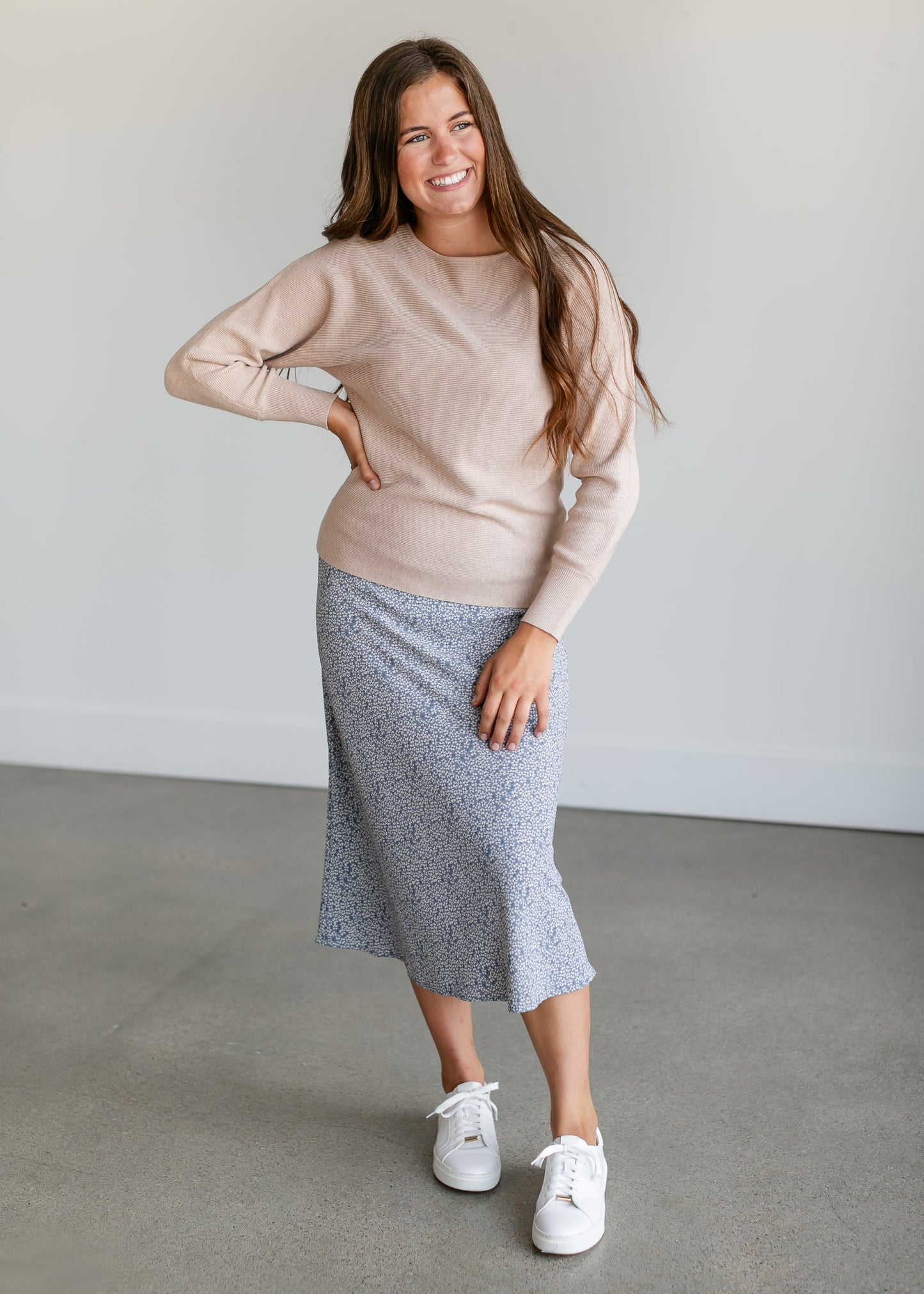 Dolman Long Sleeve Boatneck Sweater FF Tops