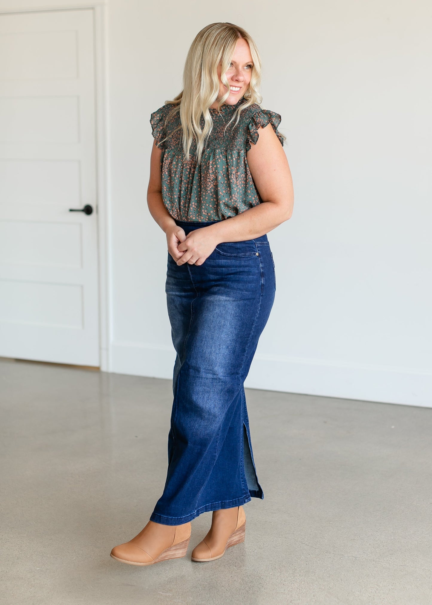 Donna Dark Wash Long Denim Skirt - FINAL SALE IC Skirts