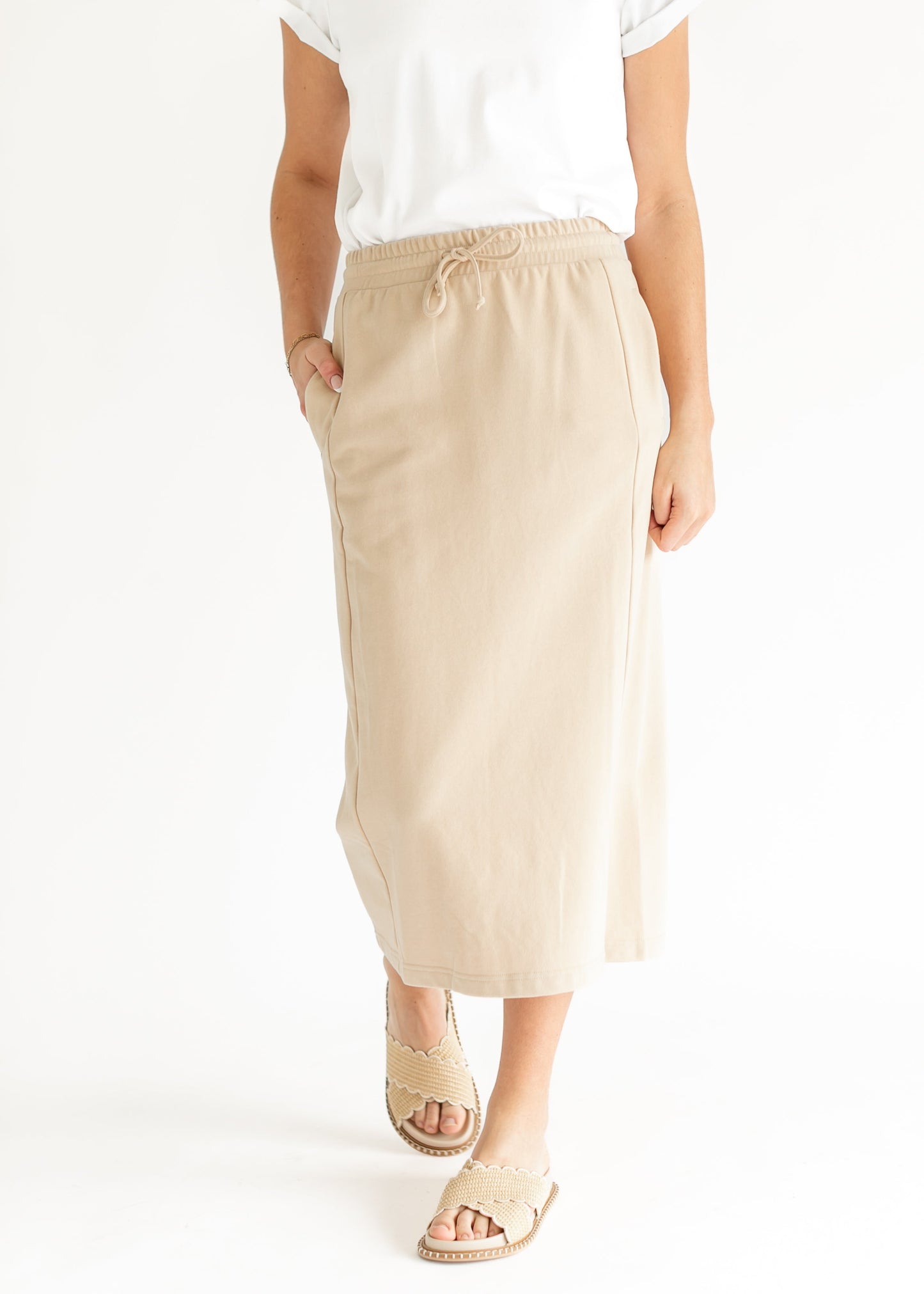 Dori Straight Fit Beige Skirt FF Skirts
