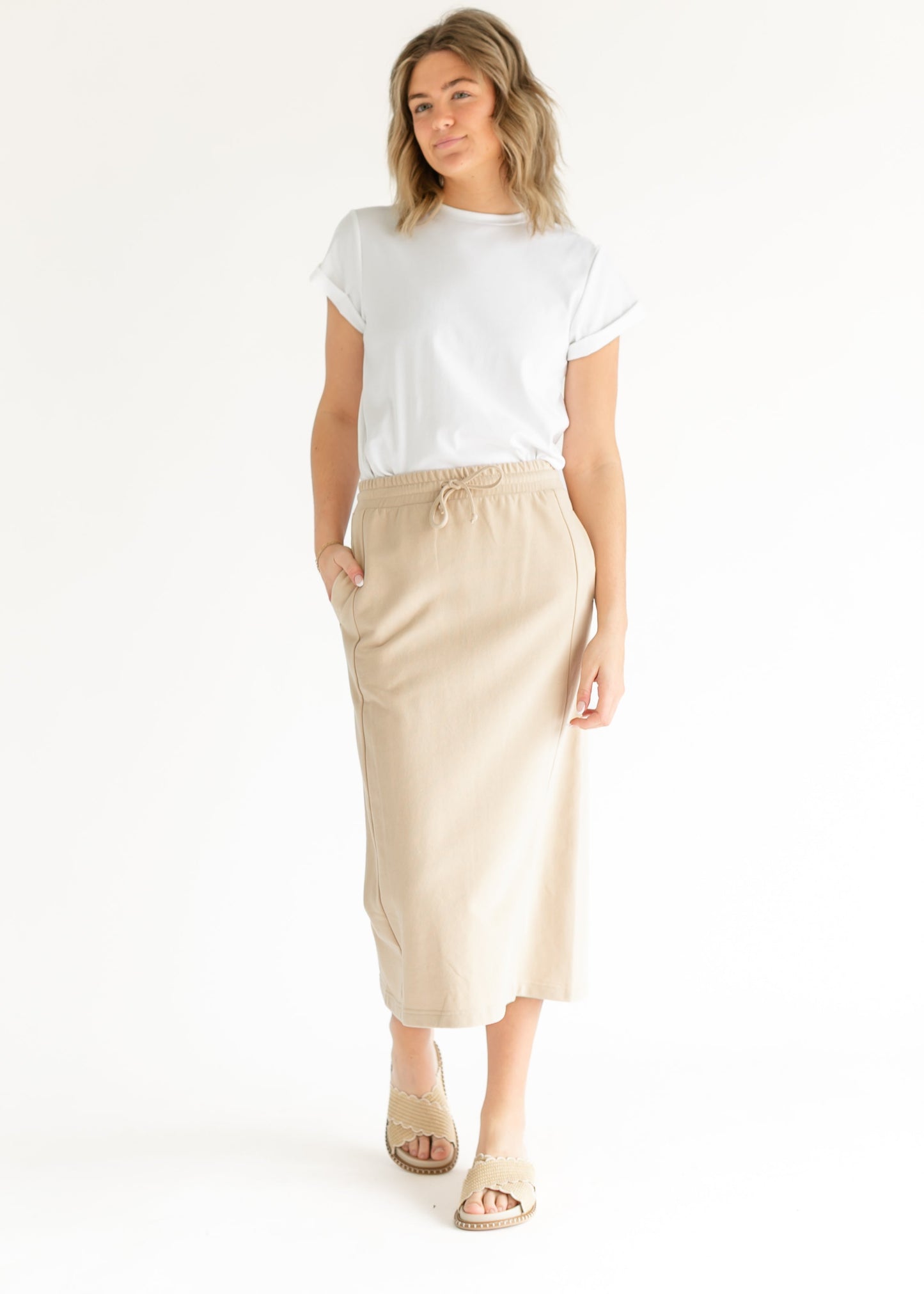 Dori Straight Fit Beige Skirt FF Skirts