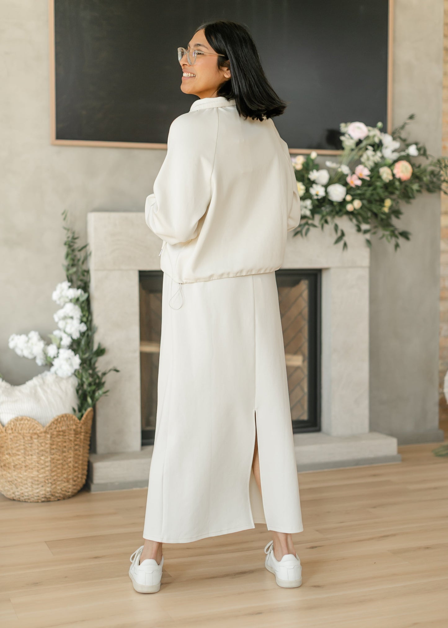 Drawstring Maxi Sweatshirt Skirt FF Skirts