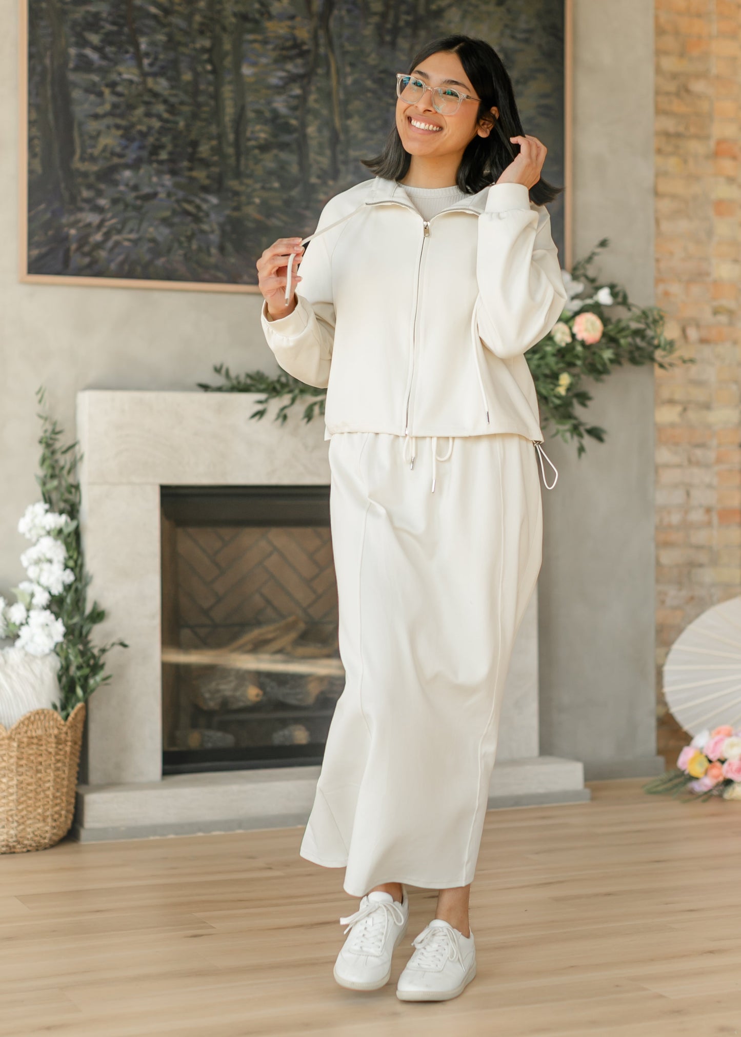Drawstring Maxi Sweatshirt Skirt FF Skirts