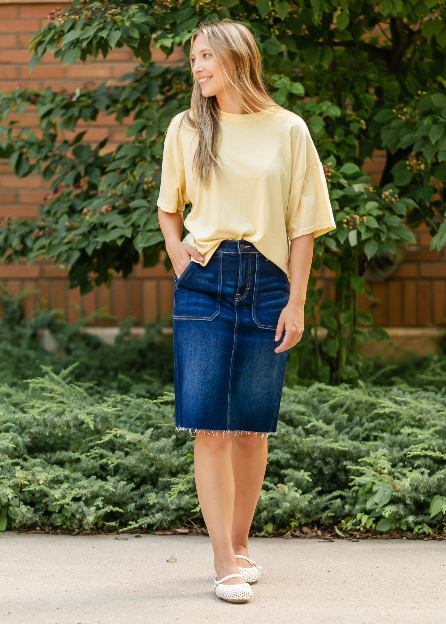 Drop Shoulder Short Sleeve T-Shirt FF Tops