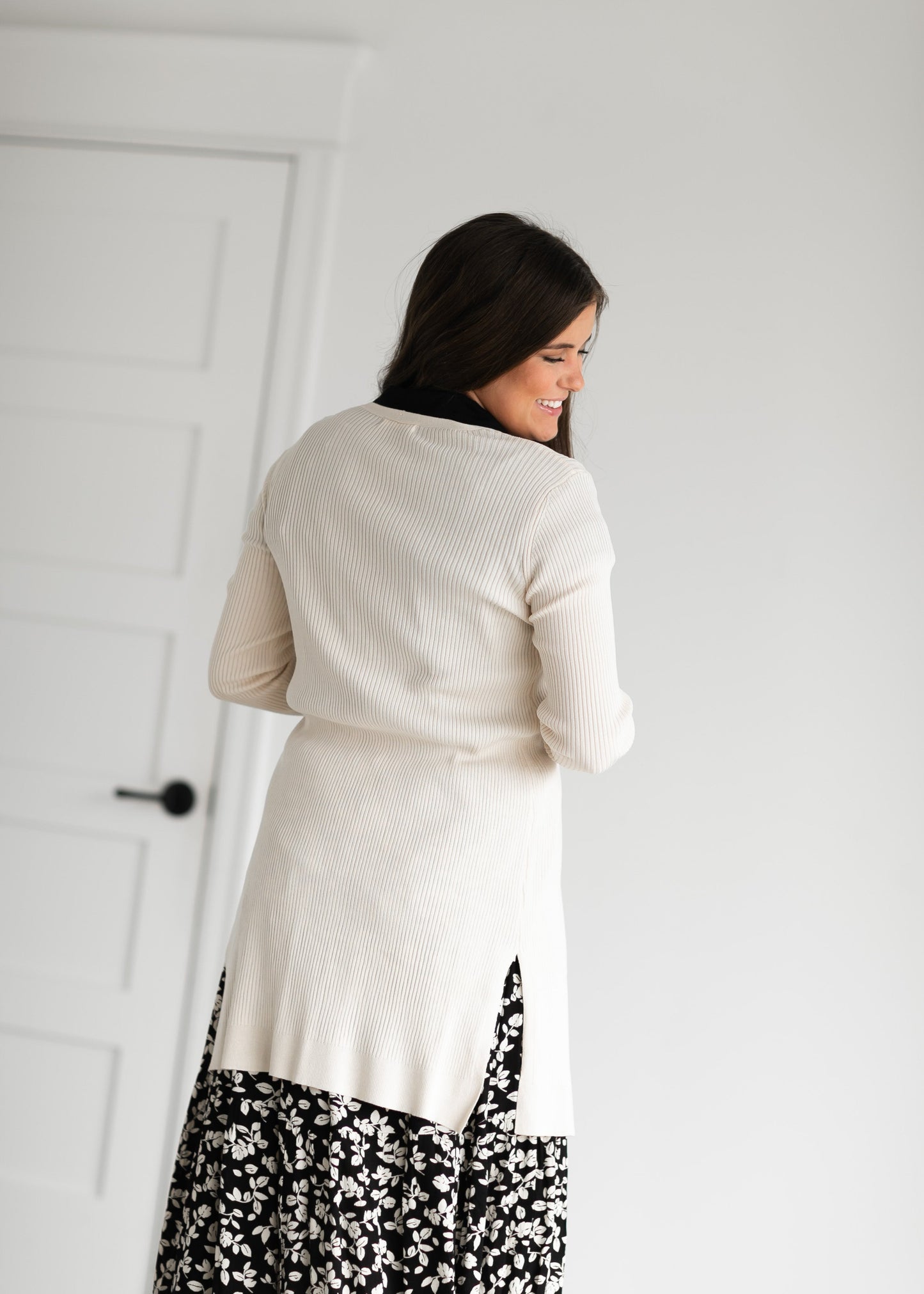 Duster Single Button Ribbed Cardigan Tops
