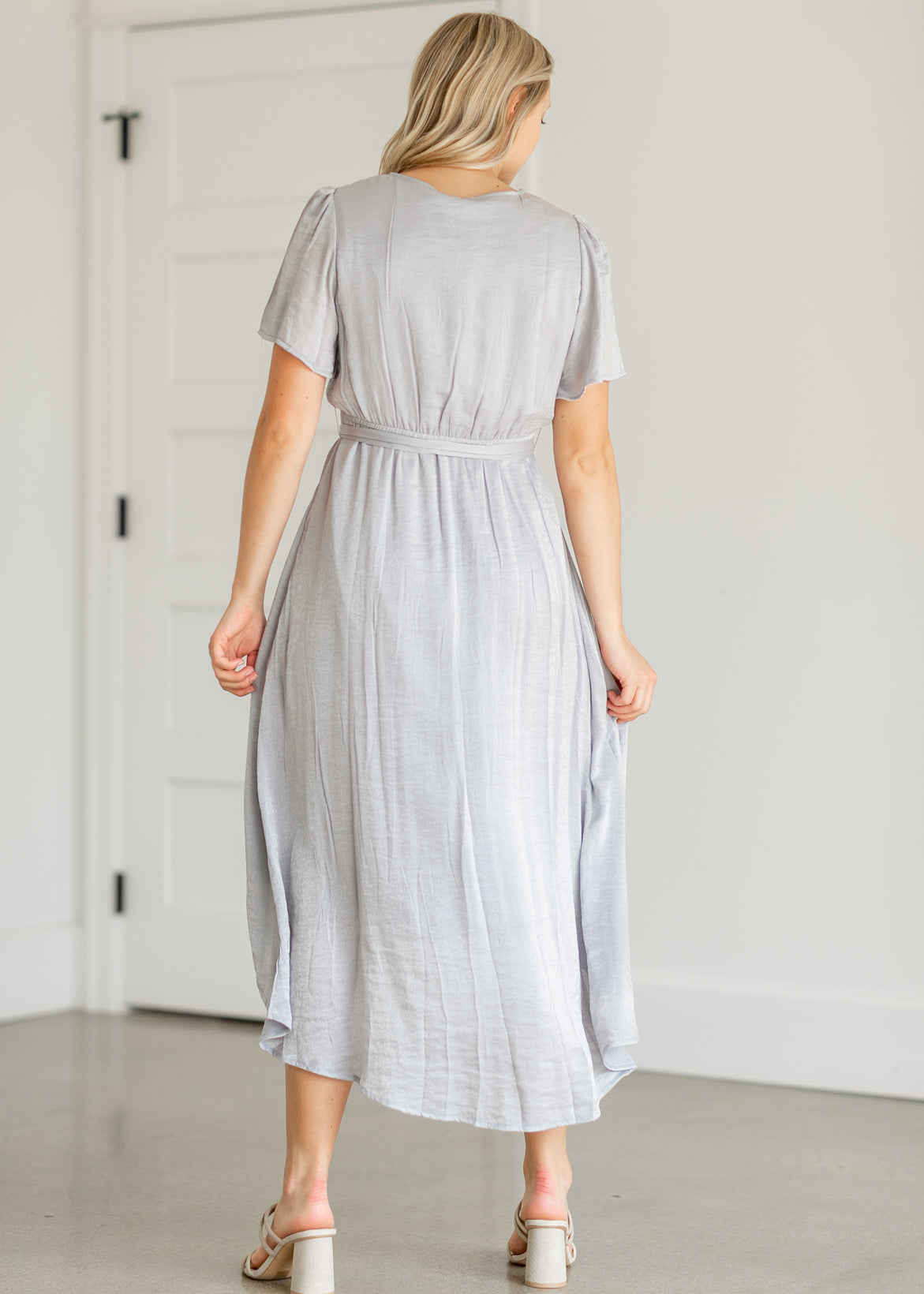Dusty Blue High Low Midi Dress Dresses
