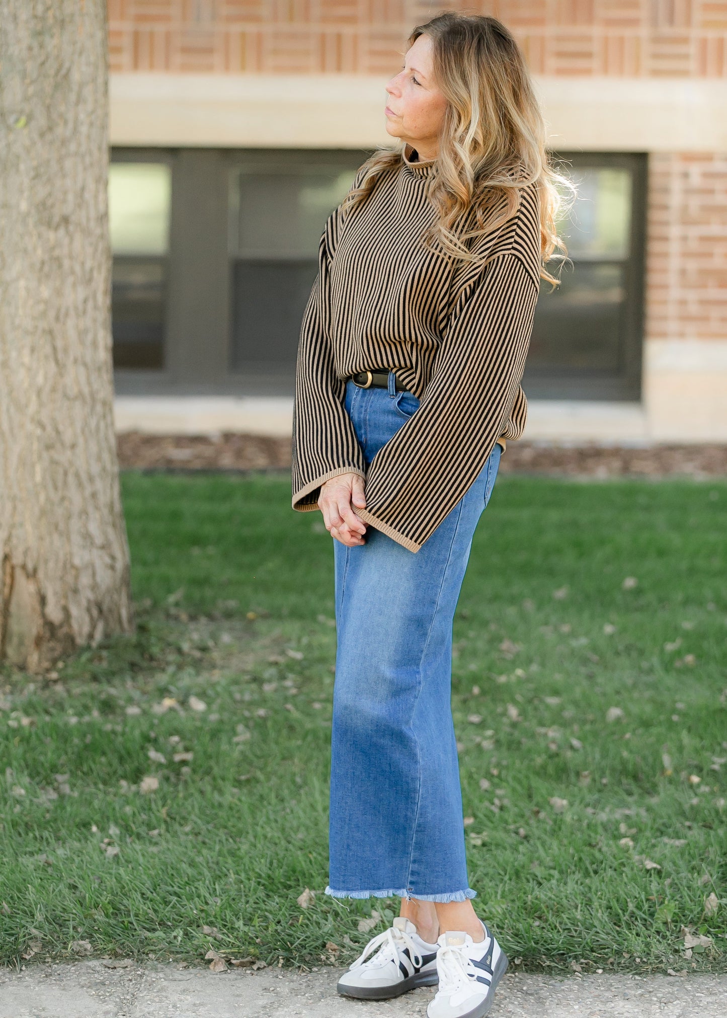 elan Mock Neck Ribbed Sweater FF Tops