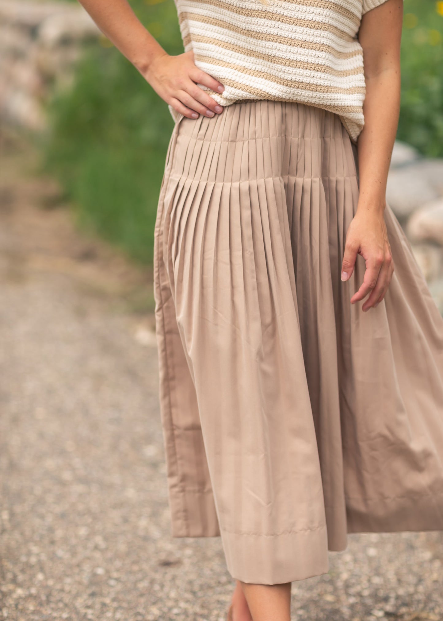 Elastic Waist Detailed Midi Skirt FF Skirts