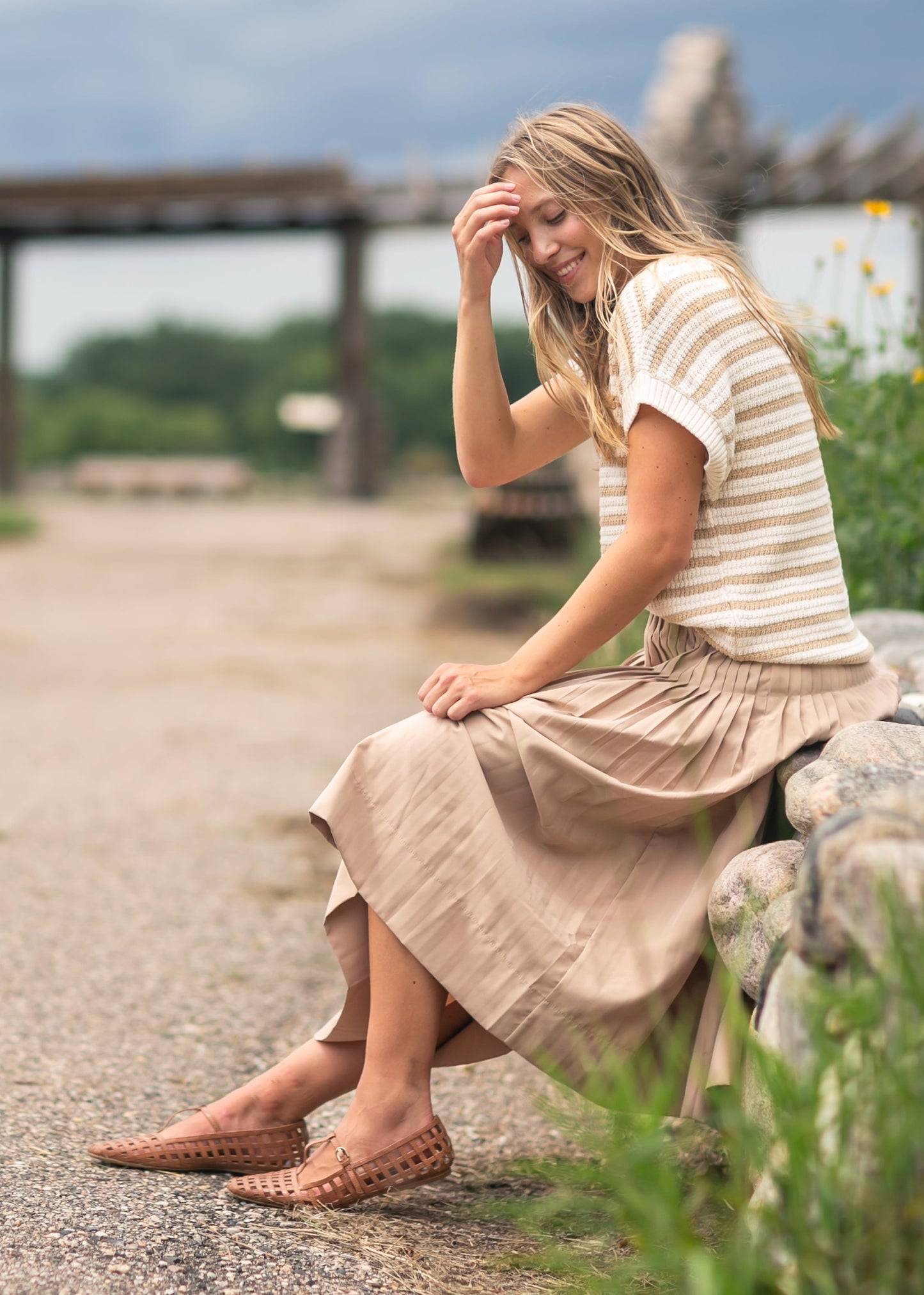 Elastic Waist Detailed Midi Skirt FF Skirts