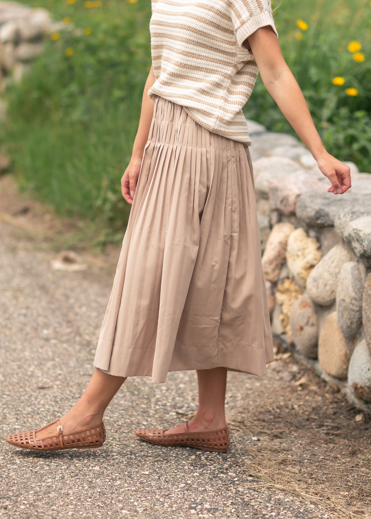 Elastic Waist Detailed Midi Skirt FF Skirts