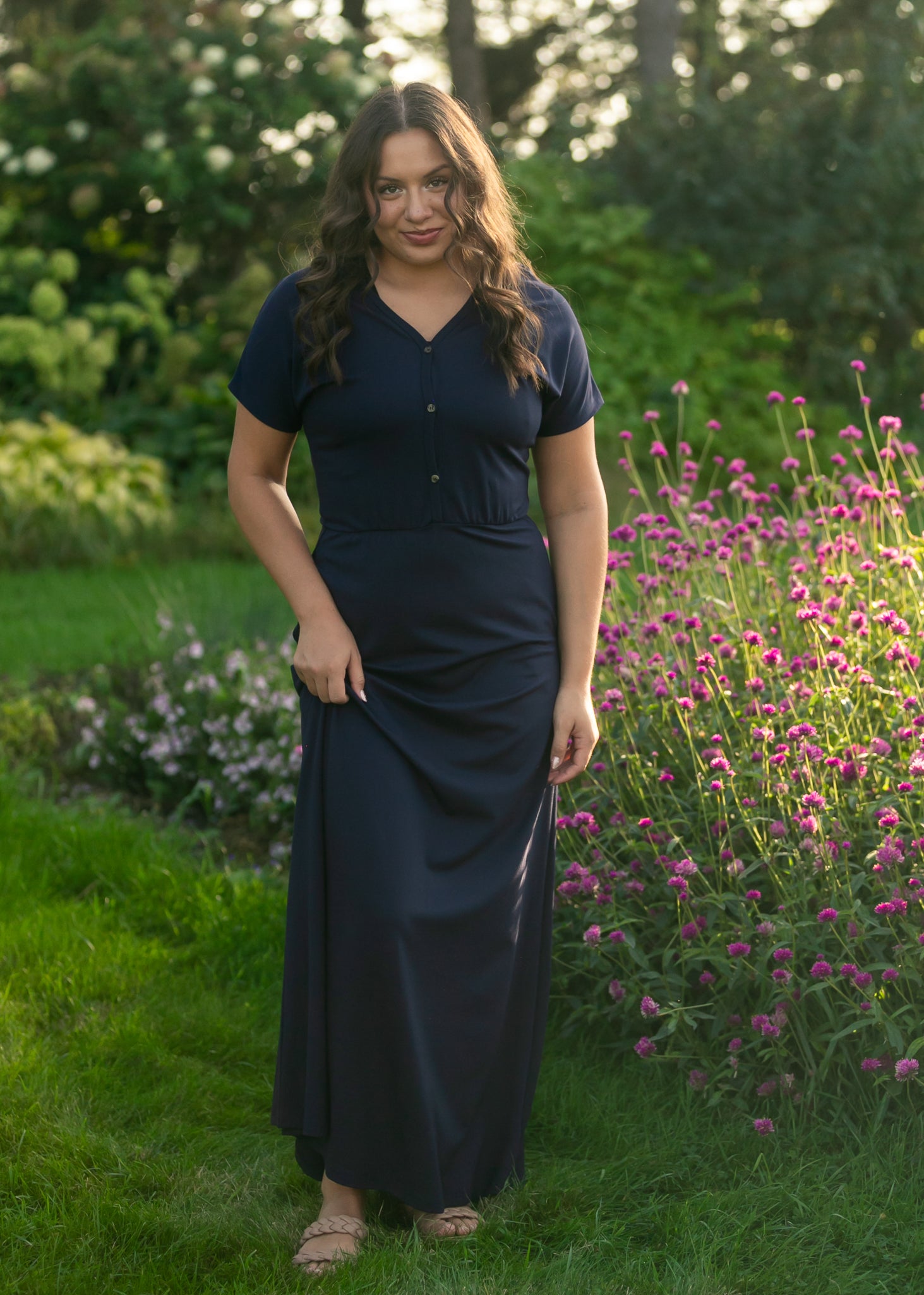 Ella Cinched Waist Maxi Dress, Beige
