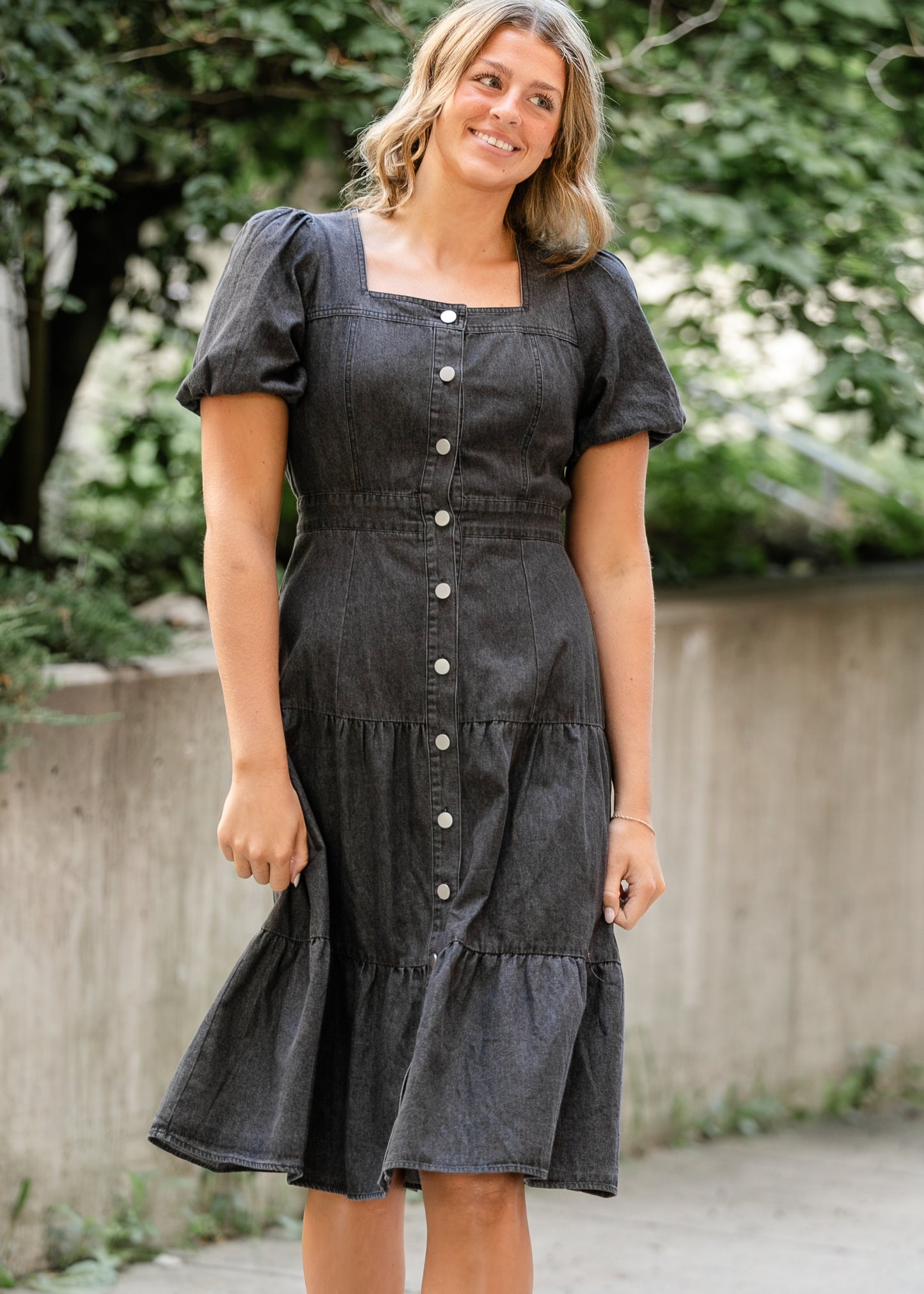 Elton Square Neck Dress FF Dresses