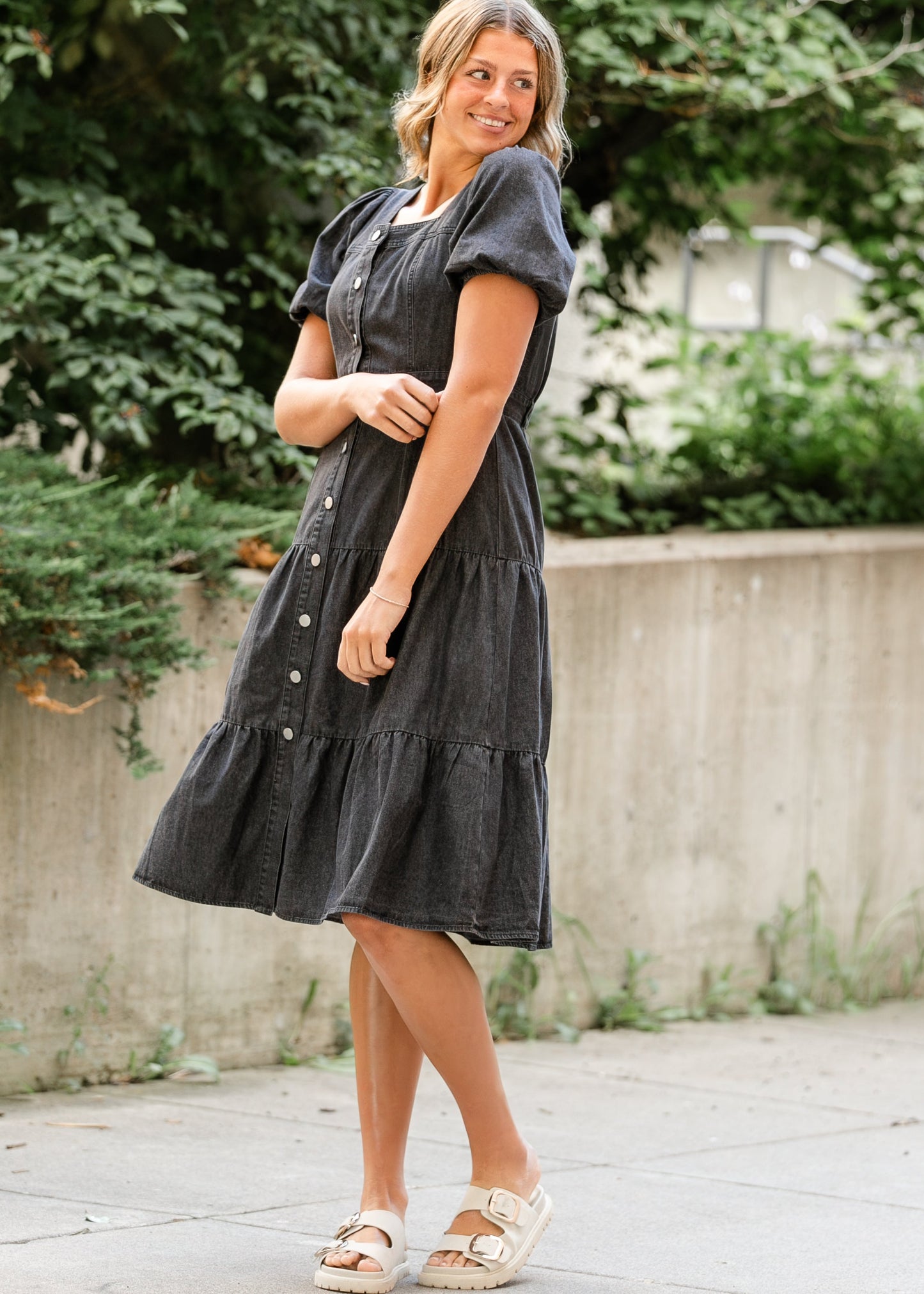 Elton Square Neck Dress FF Dresses