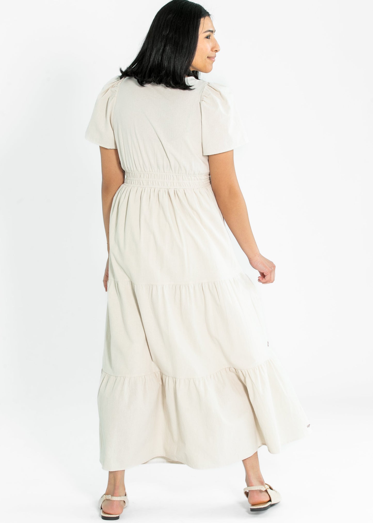 Embroidered Floral Print Maxi Tiered Dress FF Dresses