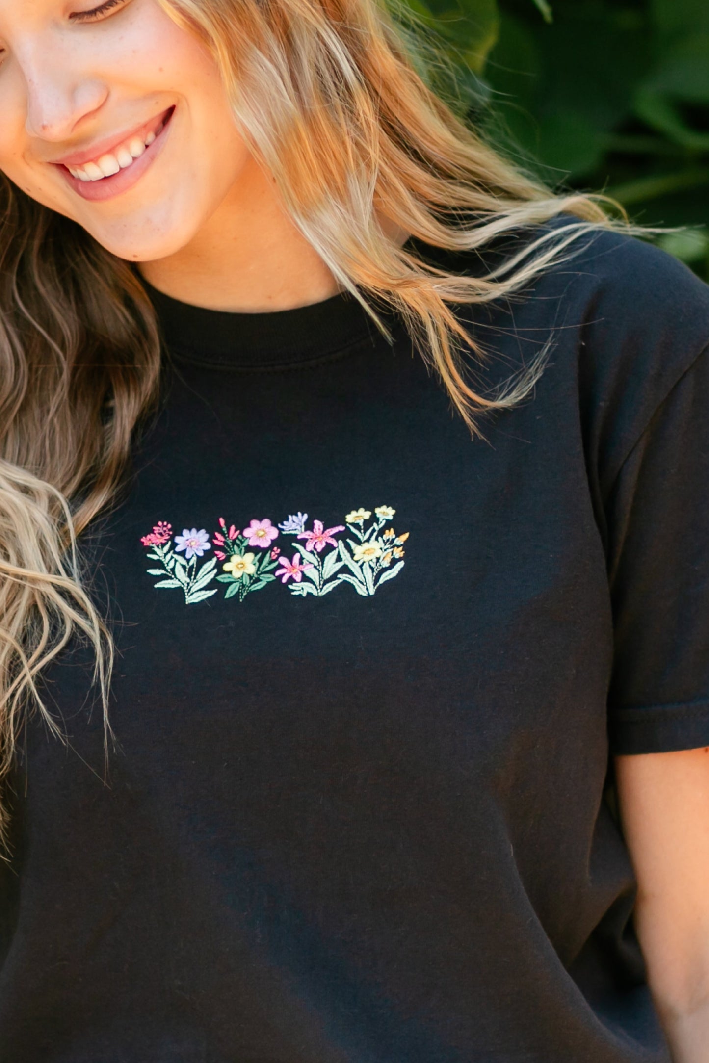 Embroidered Floral Tee FF Tops