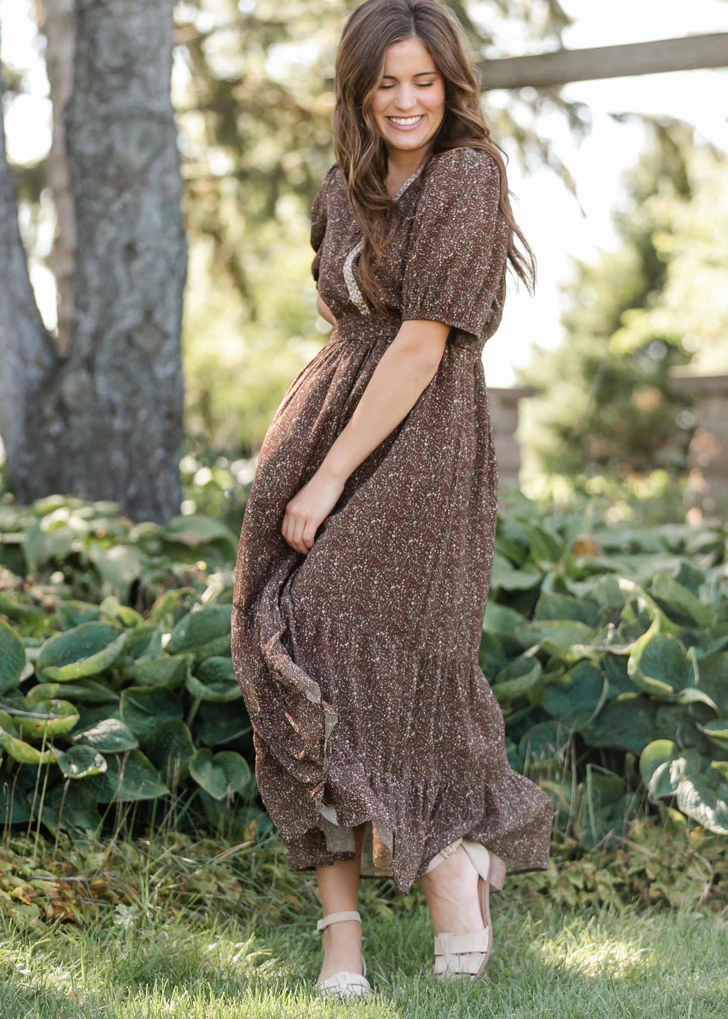 Embroidered V-neck Chiffon Dress FF Dresses