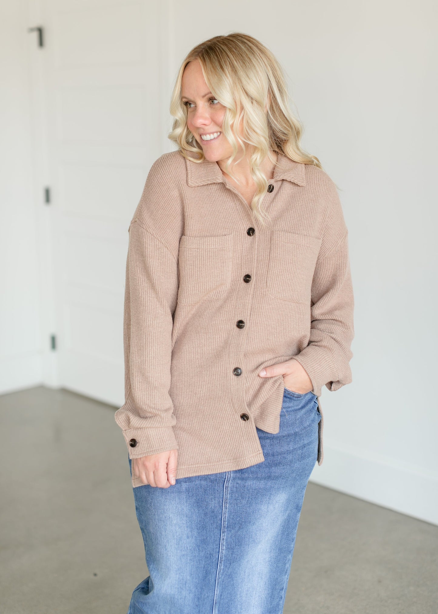 Emerie Cord Button Up Shacket FF Tops