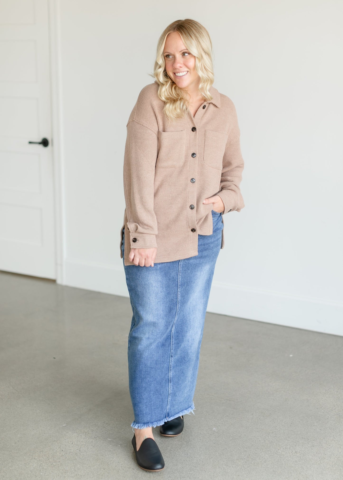 Emerie Cord Button Up Shacket FF Tops