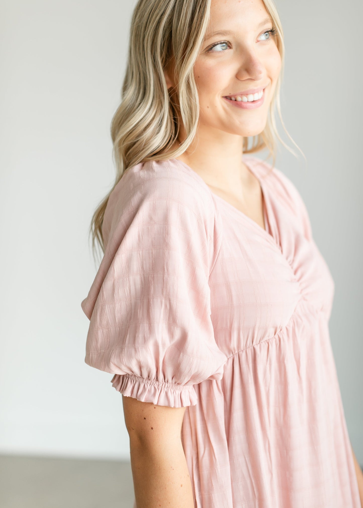 Empire Waist Short Sleeve Midi Dress FF Dresses