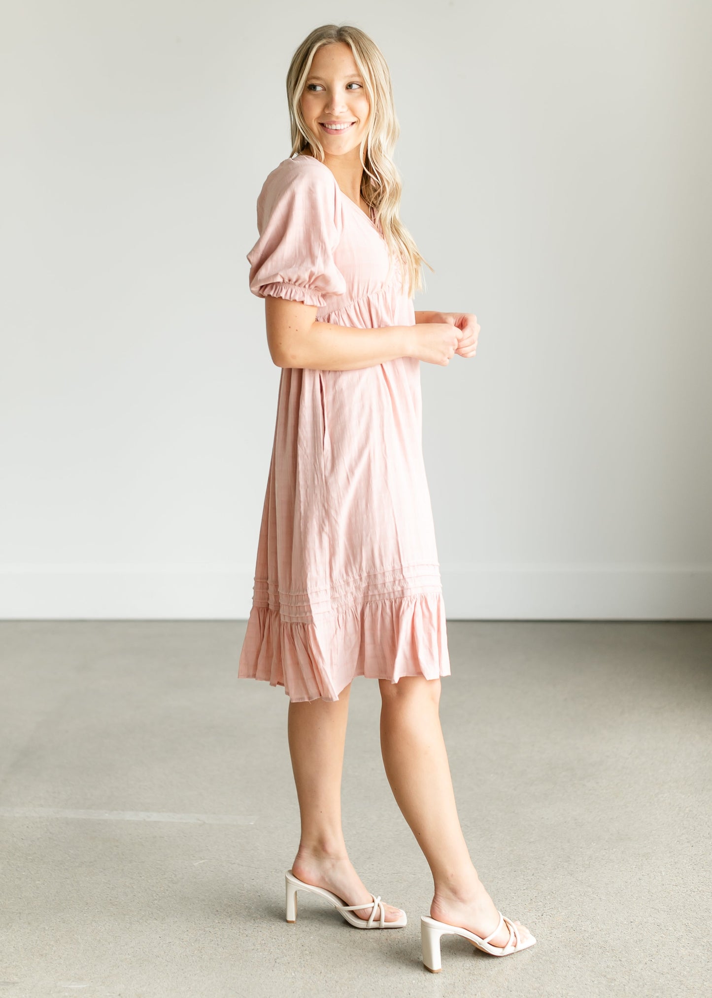 Empire Waist Short Sleeve Midi Dress FF Dresses