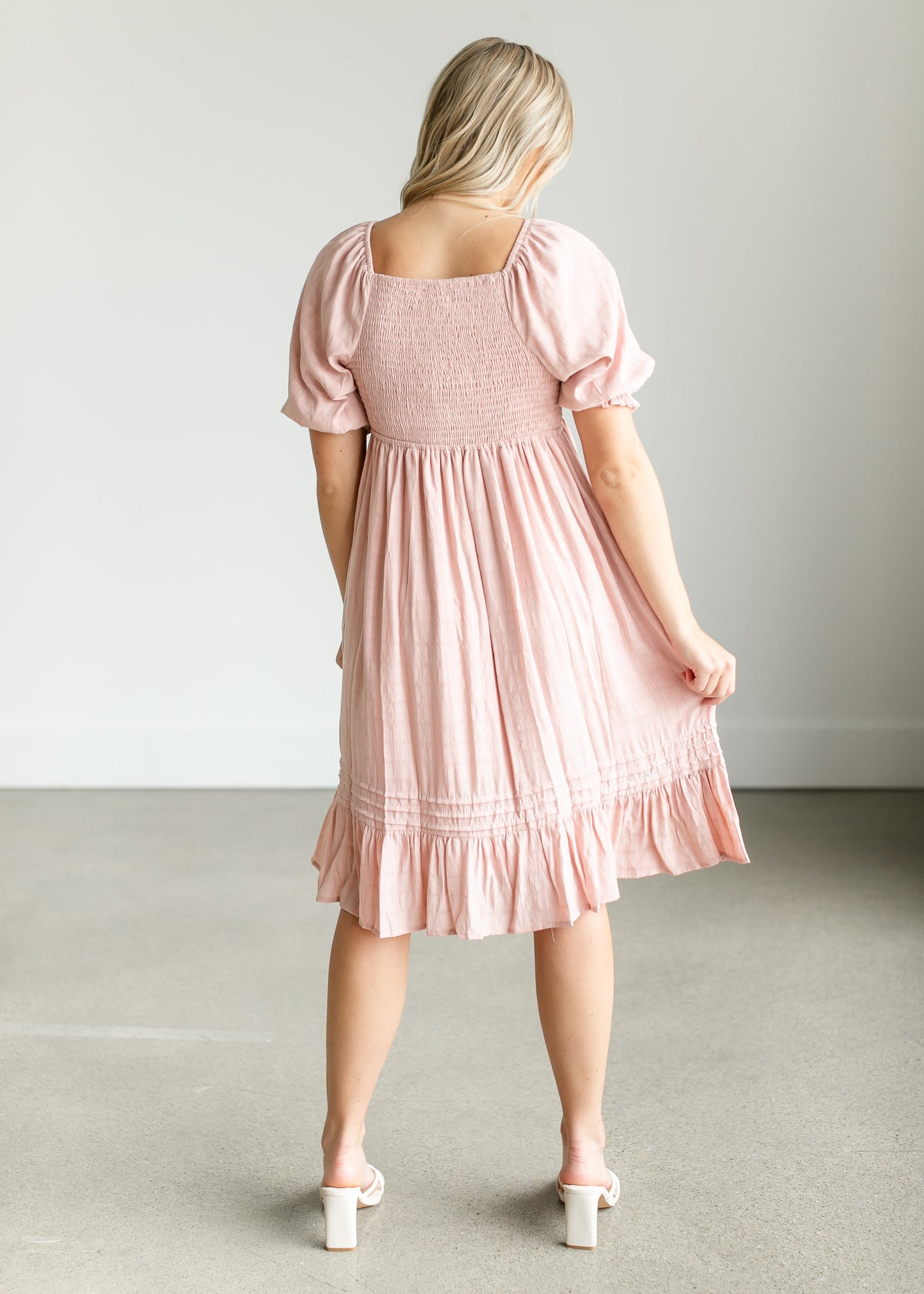 Empire Waist Short Sleeve Midi Dress FF Dresses