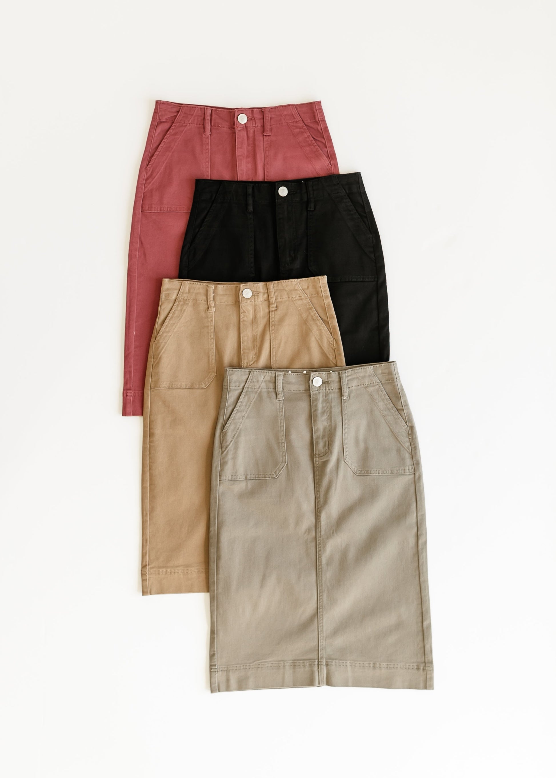 Erica Cotton Twill Midi Skirt IC Skirts