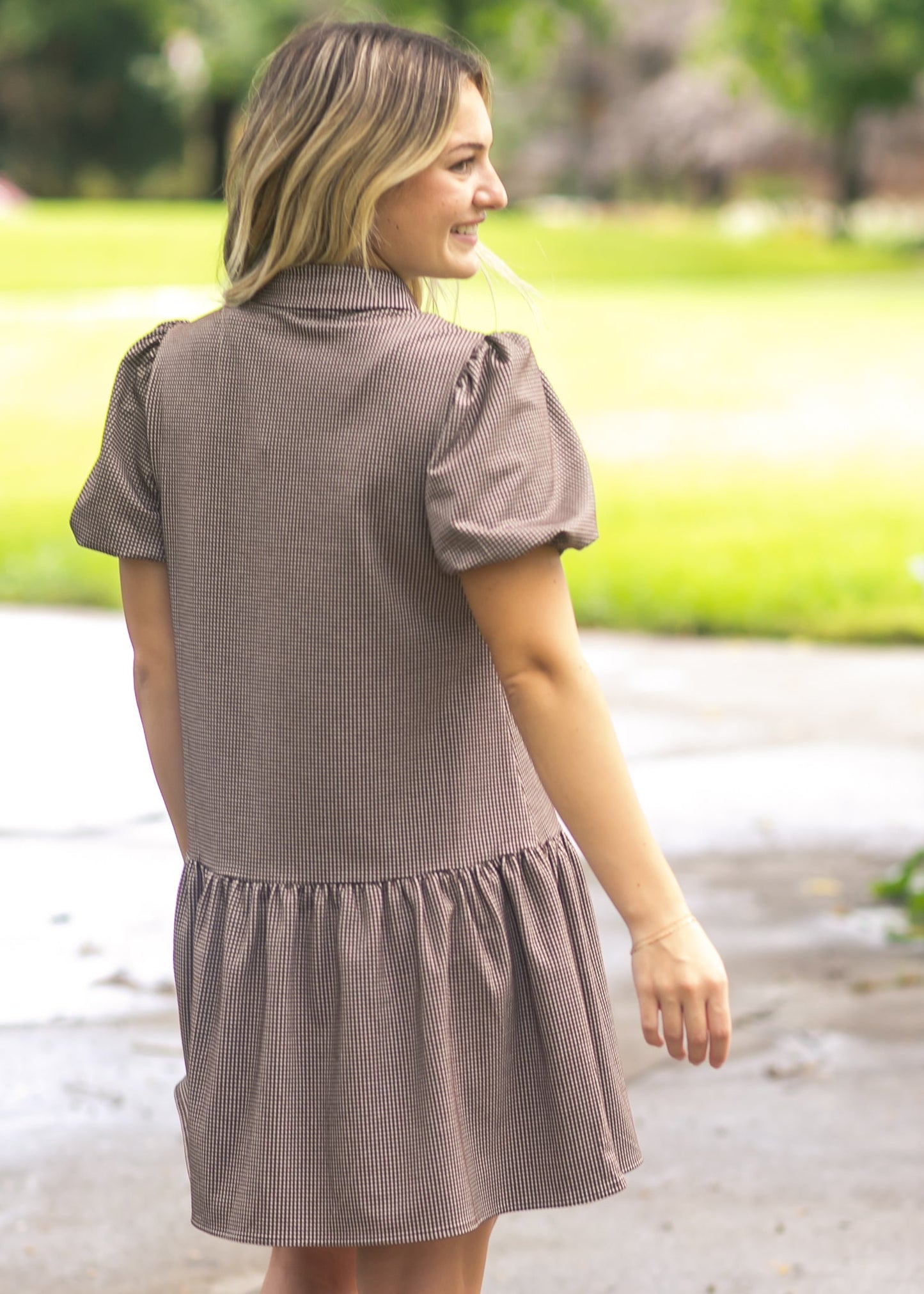 Esme Chocolate Check Dress FF Dresses