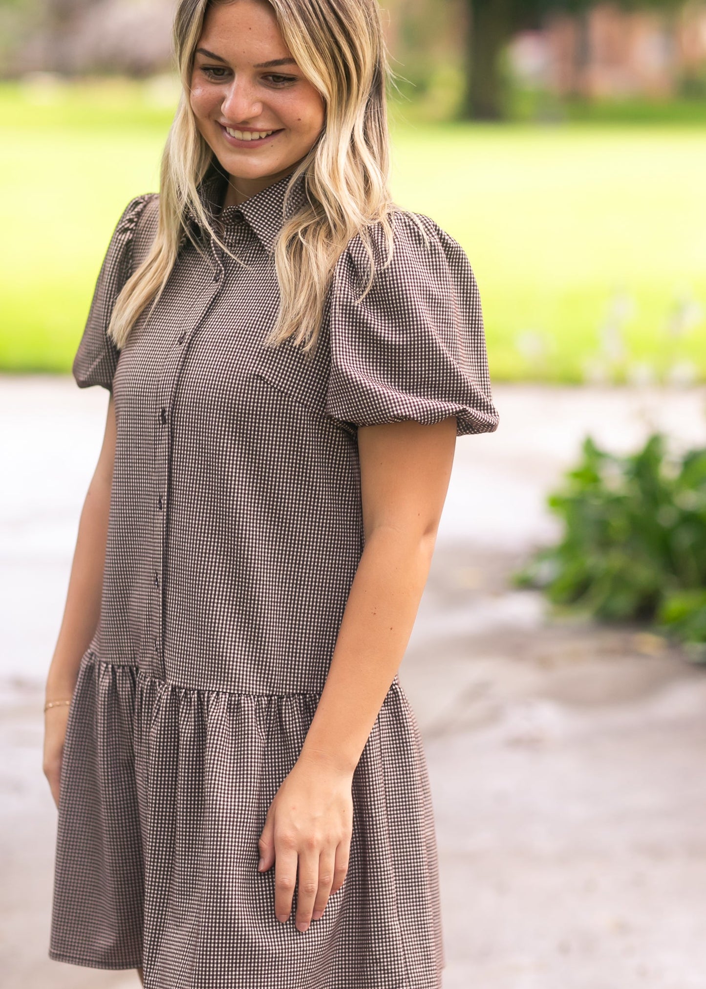 Esme Chocolate Check Dress FF Dresses