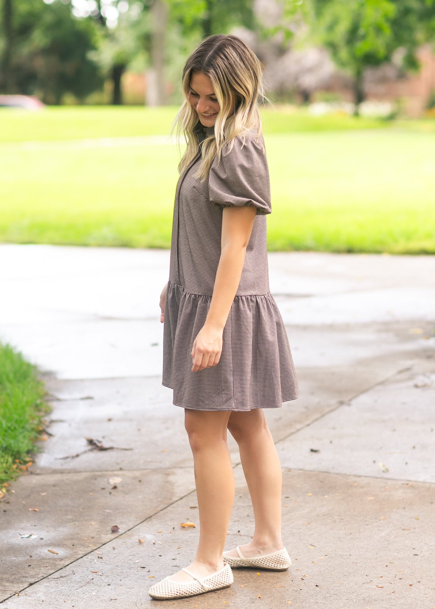 Esme Chocolate Check Dress FF Dresses