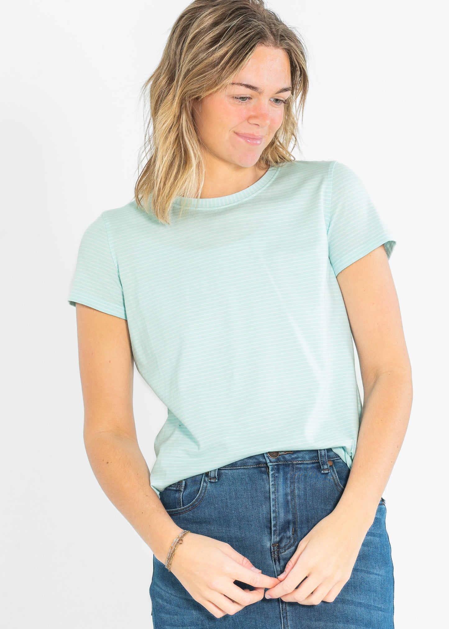 Essential Crew Striped Basic Tee IC Tops