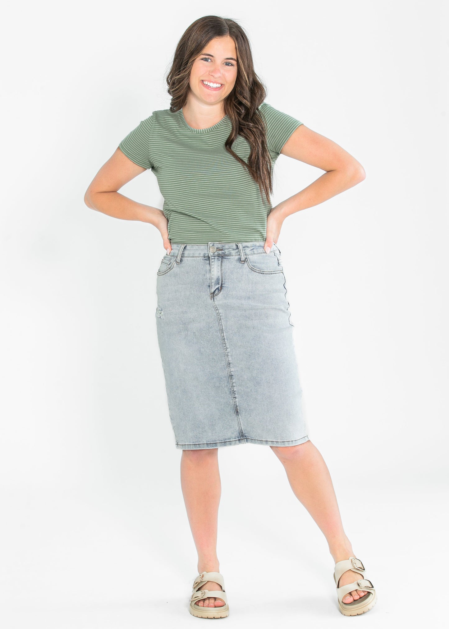 Essential Crew Striped Basic Tee IC Tops