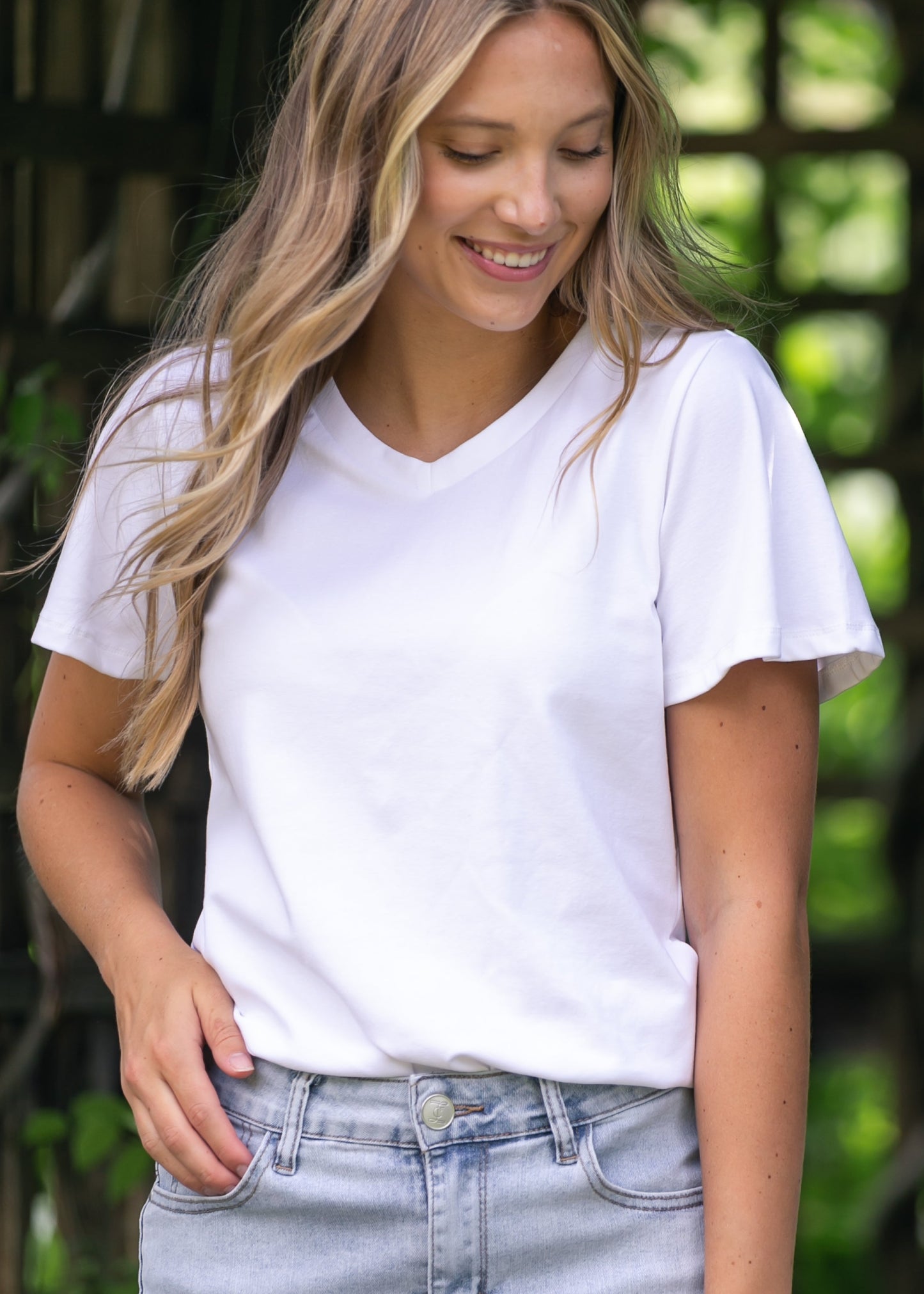 Essential V-neck Flutter Sleeve Top IC Tops