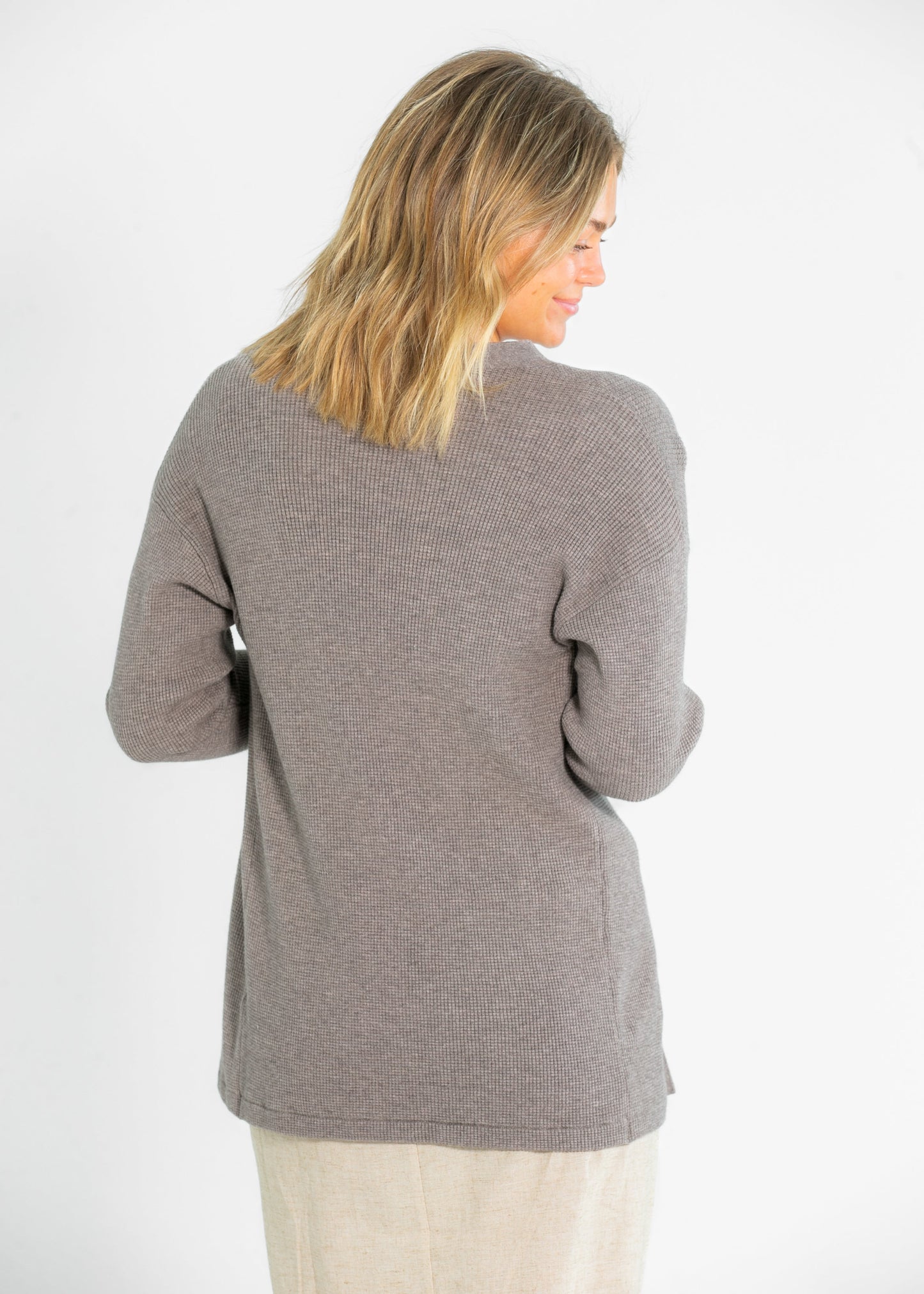 Essential Waffle Knit Cardigan FF Tops