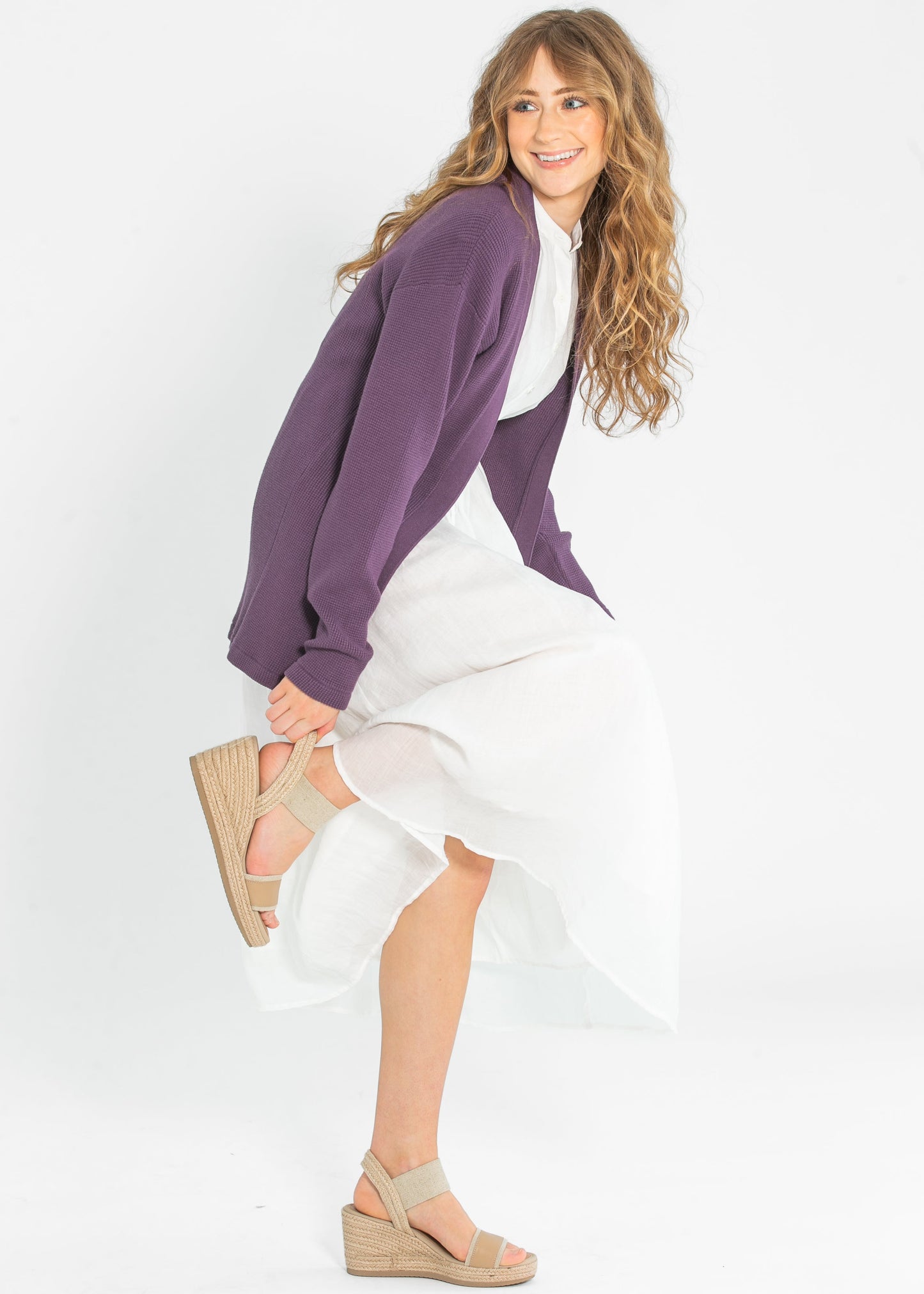 Essential Waffle Knit Cardigan FF Tops