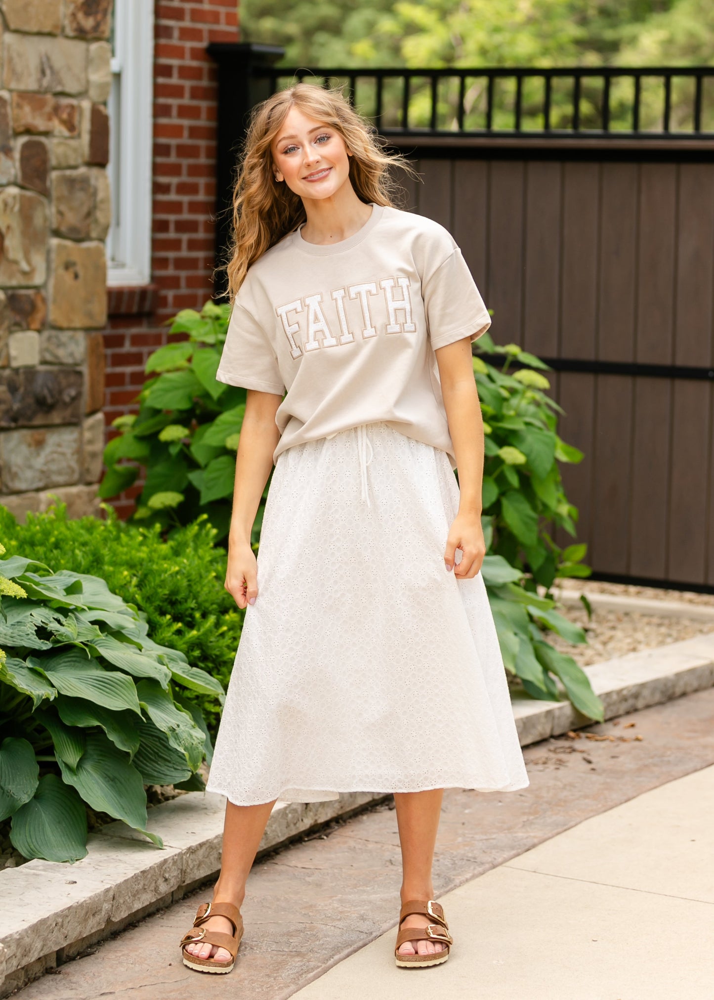 Eyelet Detail Faith Tee FF Tops