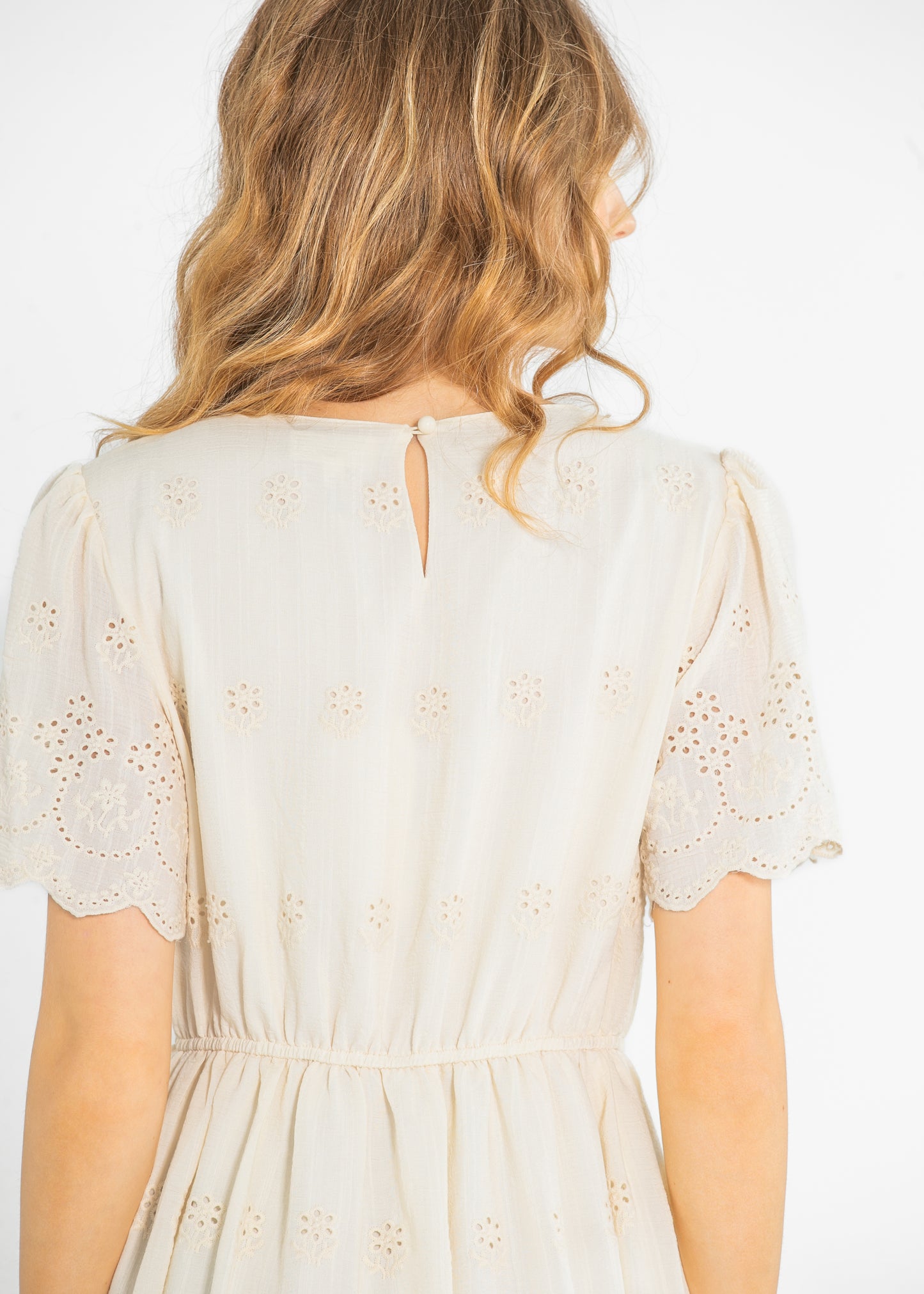 Eyelet Lace Scallop Hem Dress FF Dresses