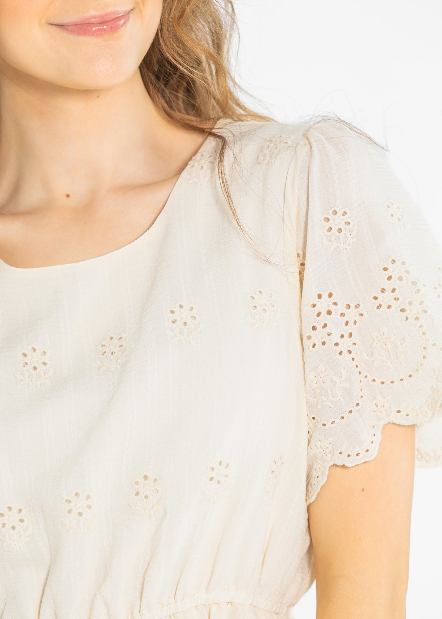 Eyelet Lace Scallop Hem Dress FF Dresses