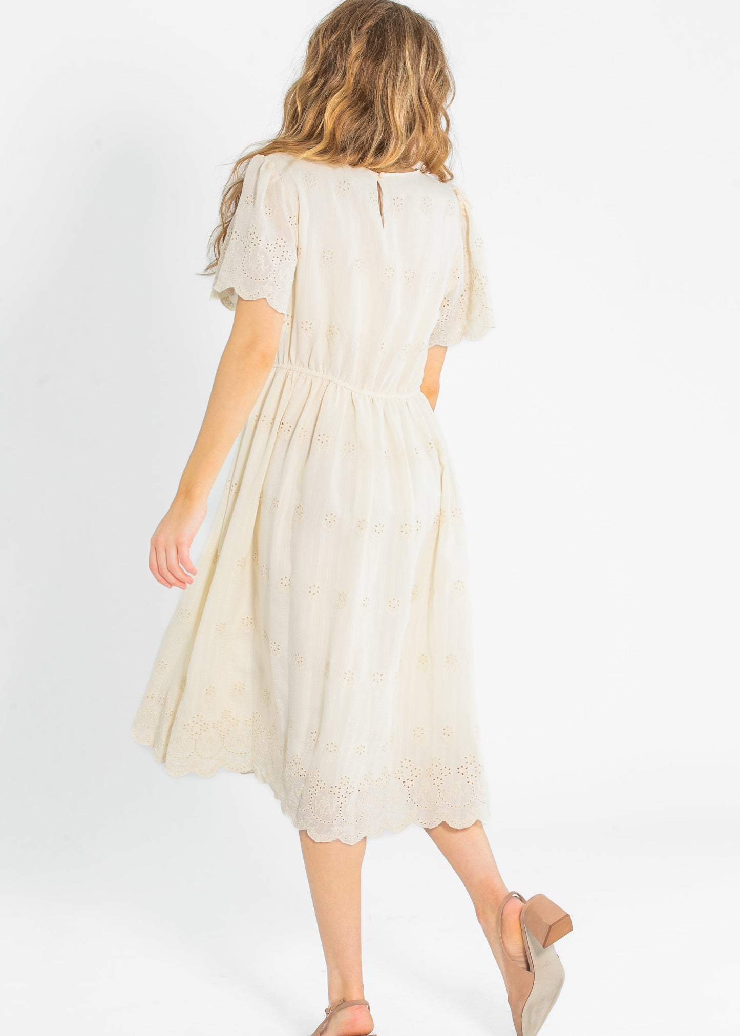 Eyelet Lace Scallop Hem Dress FF Dresses