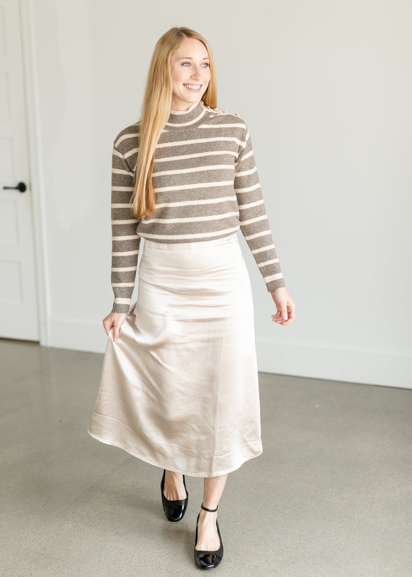Fink Striped Mockneck Sweater FF Tops