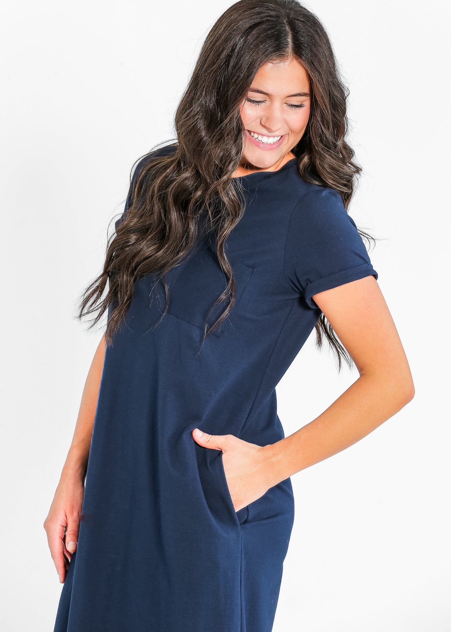Finley T-shirt Midi Dress Navy IC Dresses