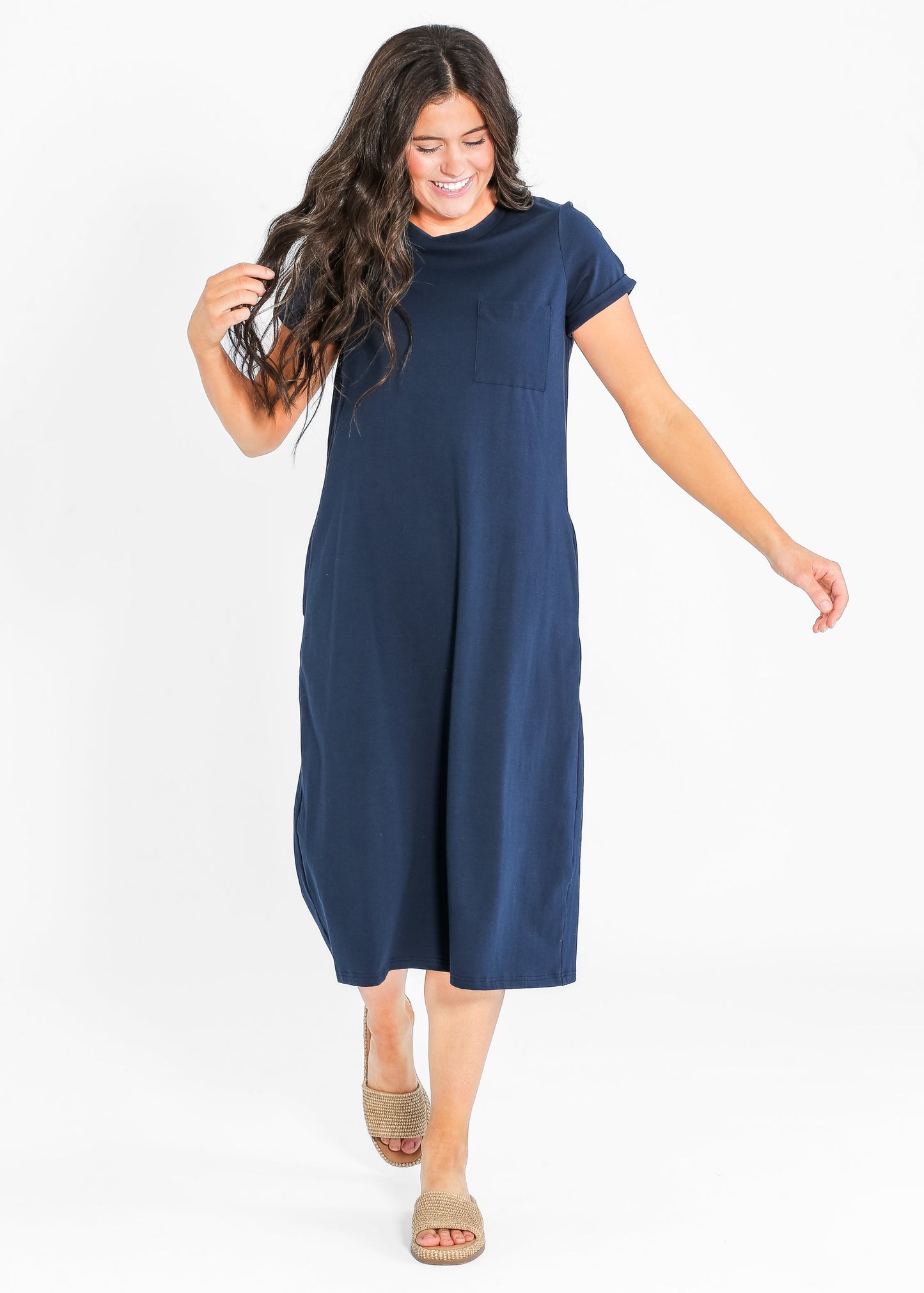 Finley T-shirt Midi Dress Navy IC Dresses