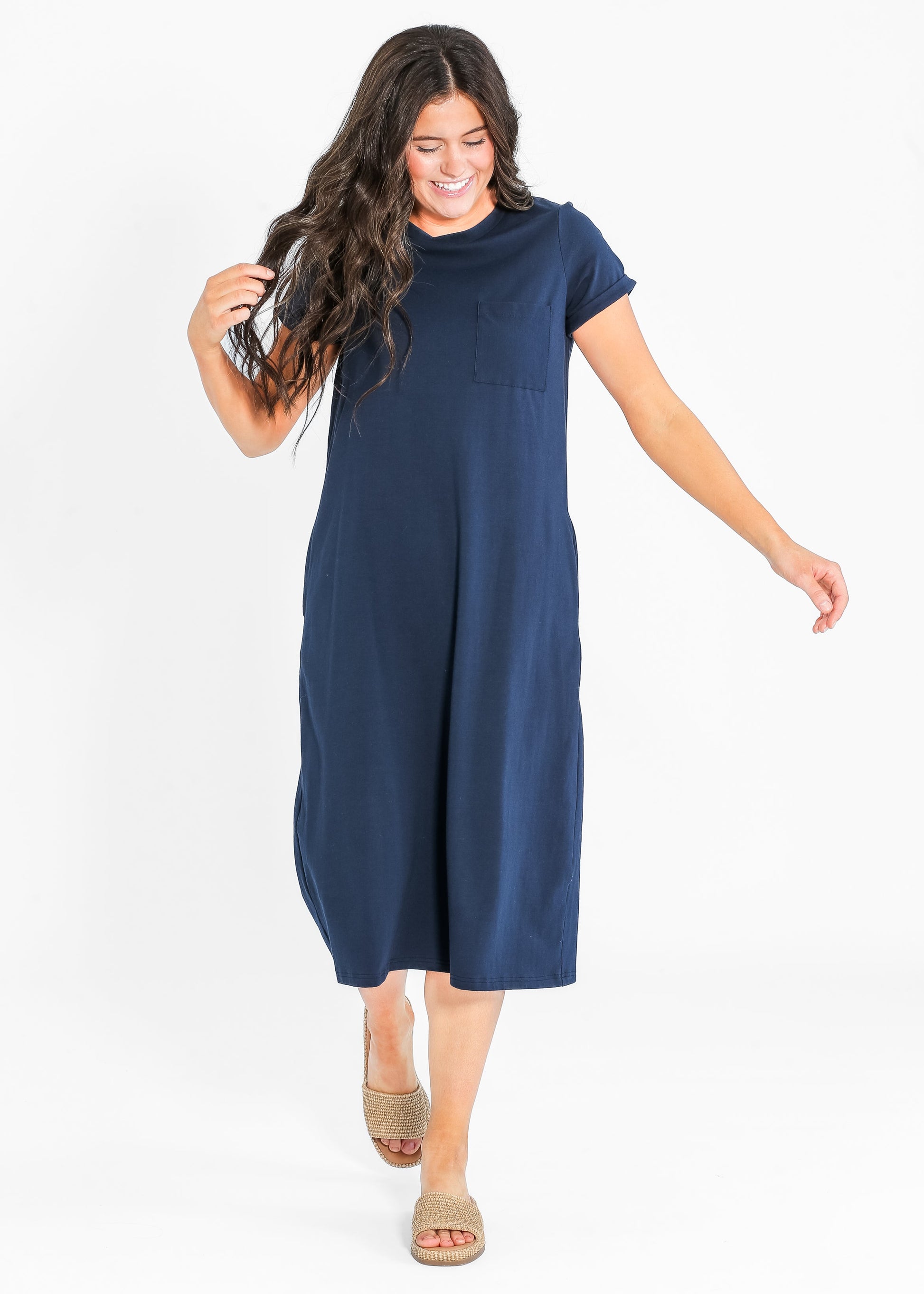 Finley T-shirt Midi Dress Navy IC Dresses