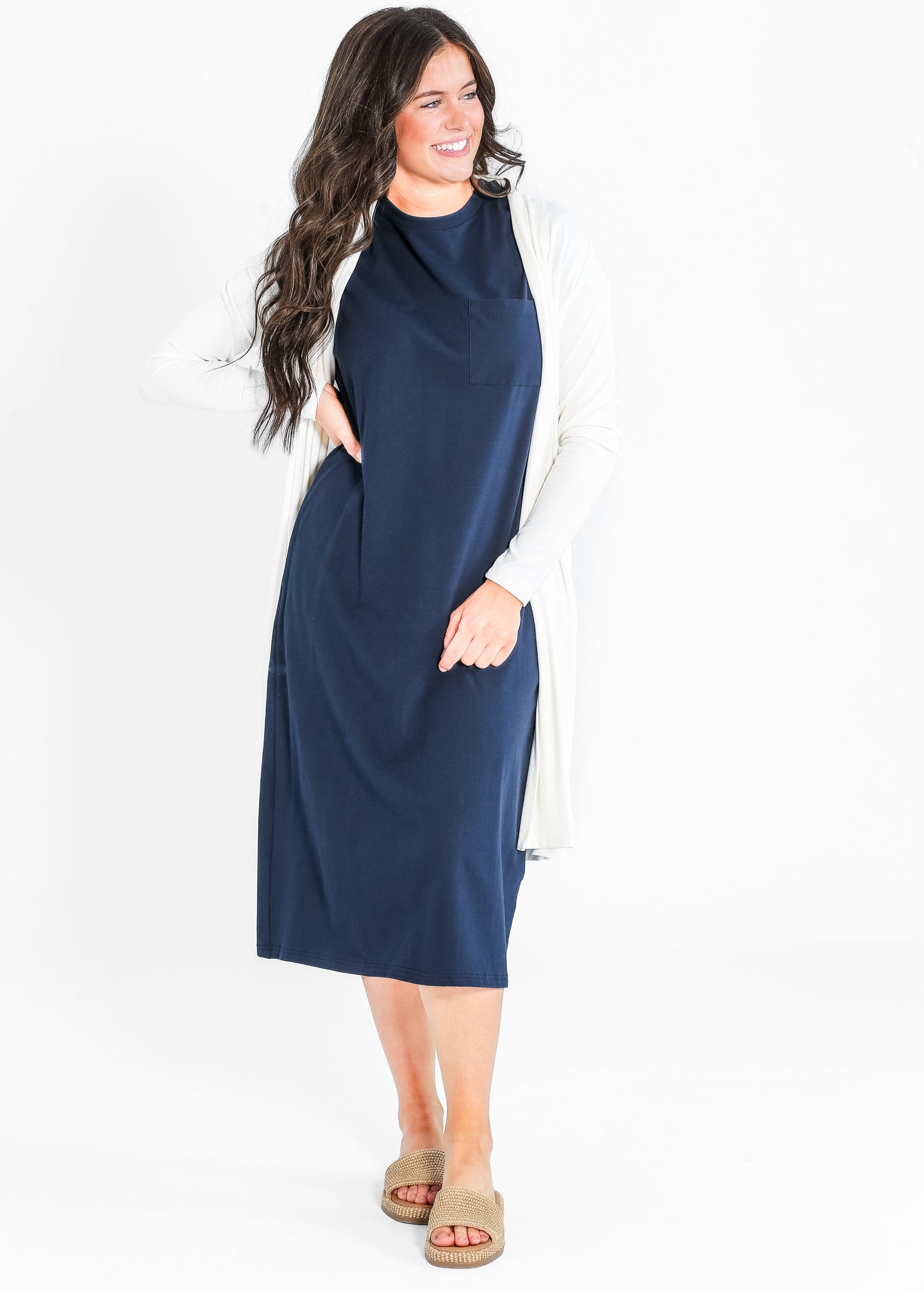 Finley T-shirt Midi Dress Navy IC Dresses