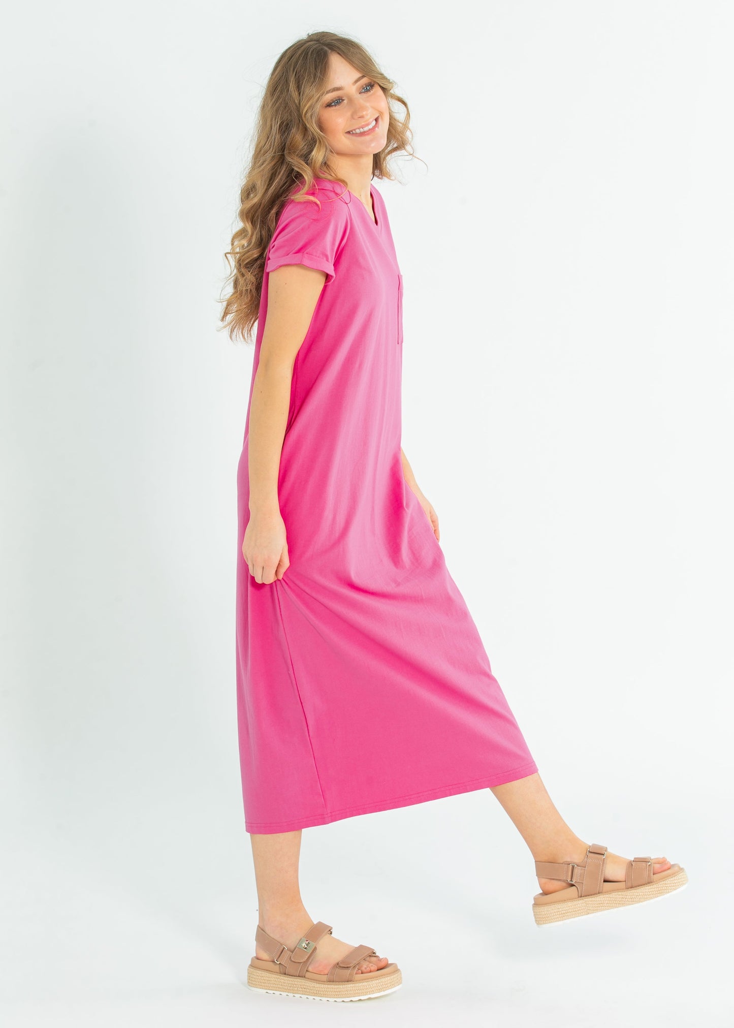 Finley V-Neck T-Shirt Midi Dress IC Dresses