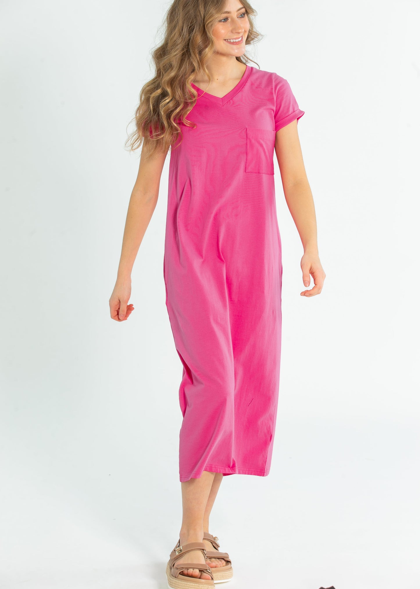 Finley V-Neck T-Shirt Midi Dress IC Dresses