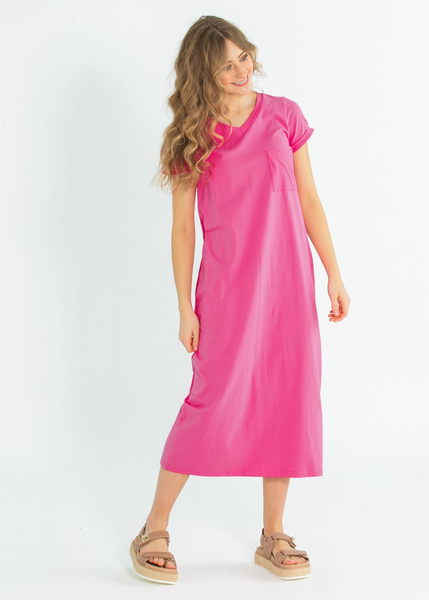 Finley V-Neck T-Shirt Midi Dress IC Dresses