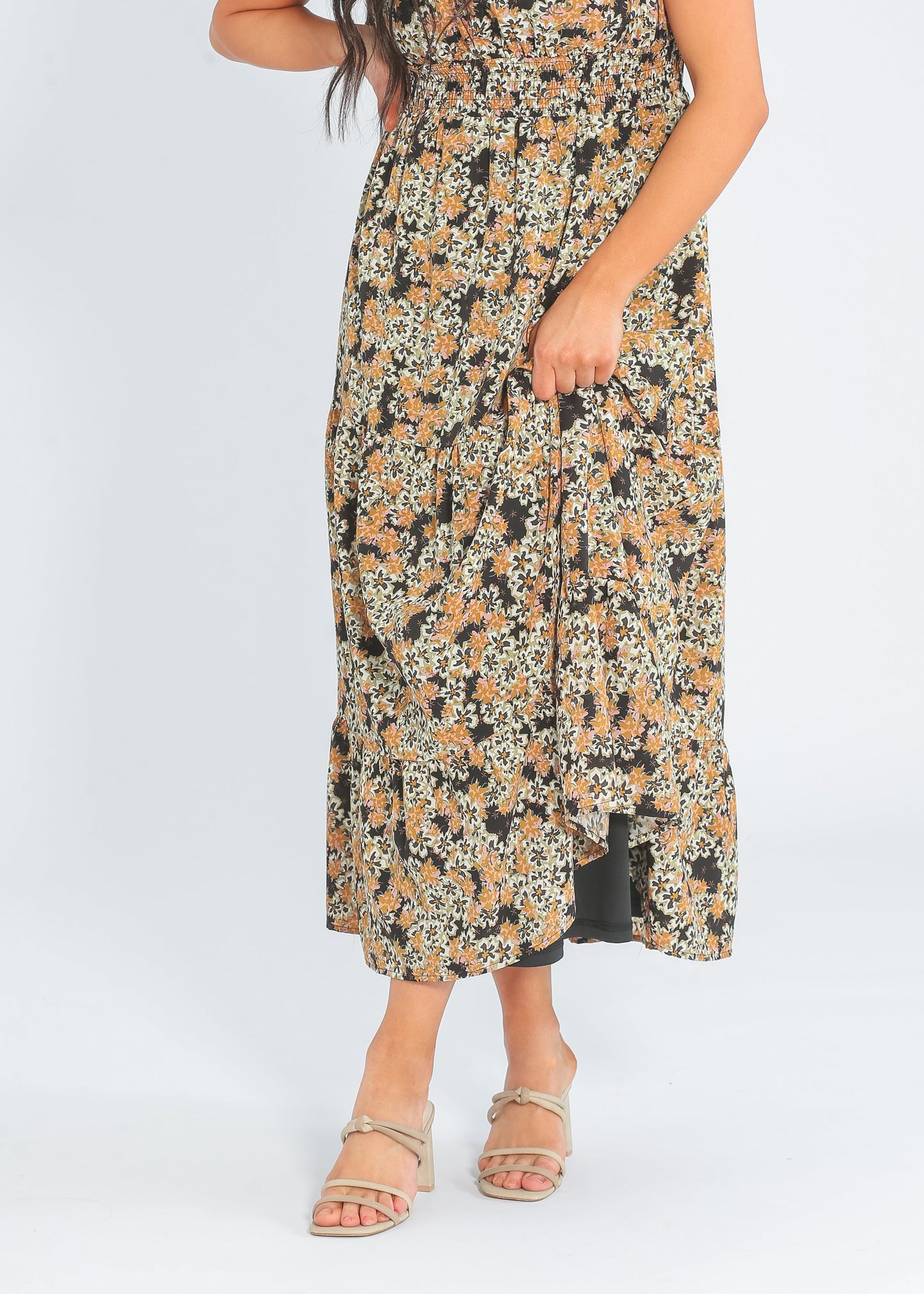 Fiona Floral Smocked Detail Maxi Dress IC Dresses