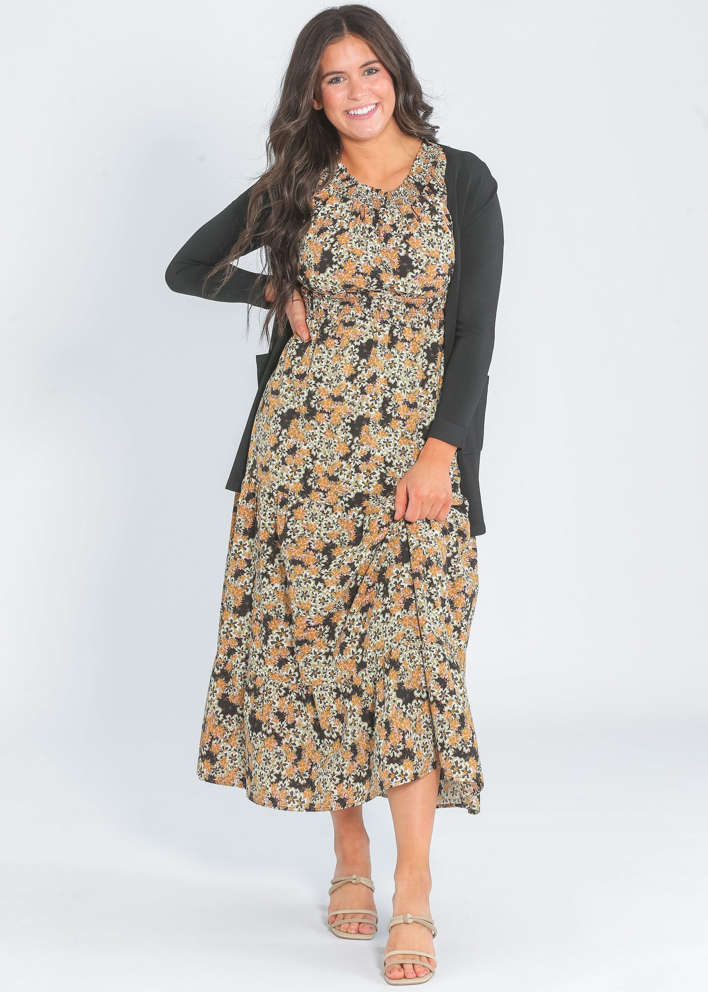Fiona Floral Smocked Detail Maxi Dress IC Dresses