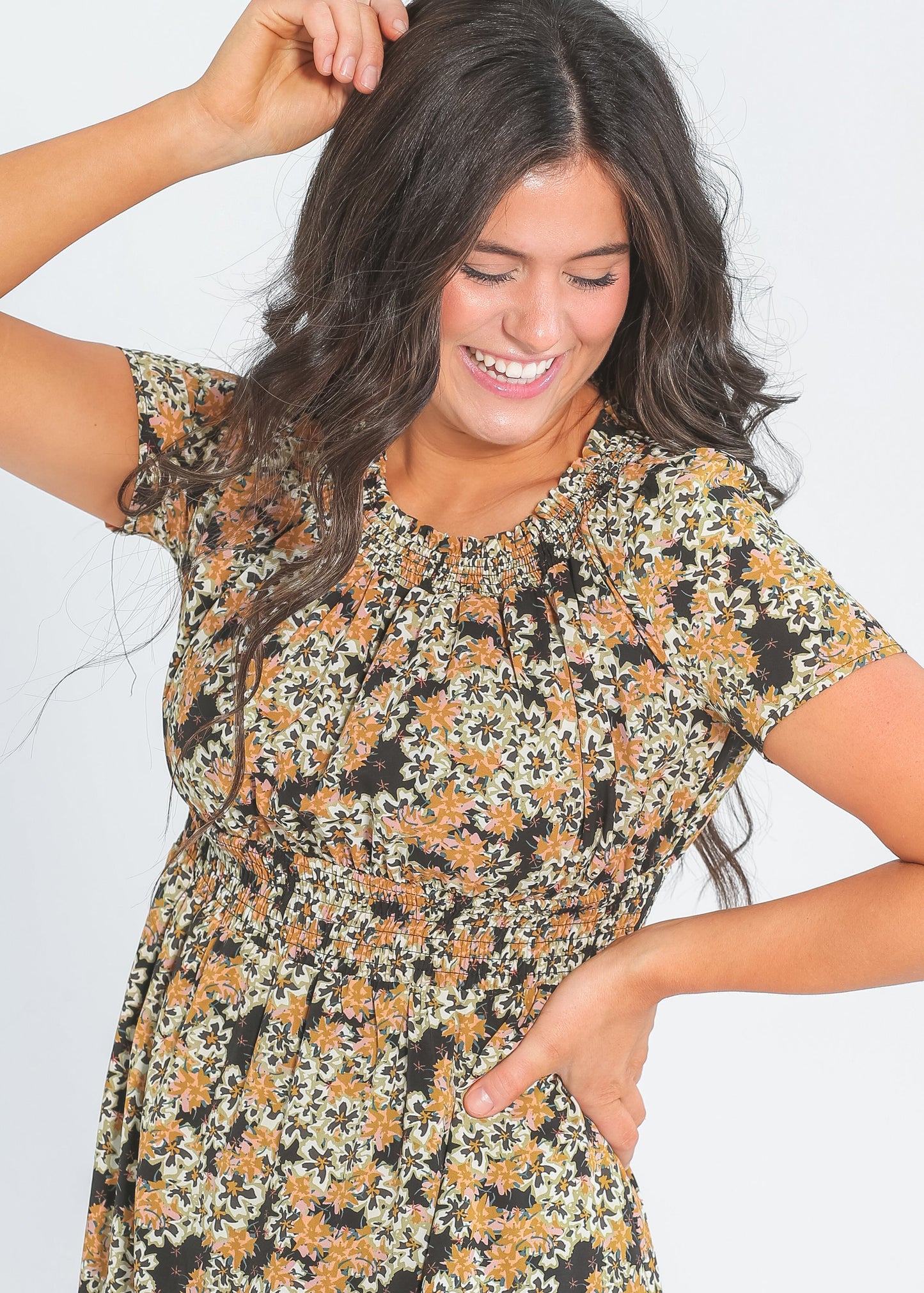 Fiona Floral Smocked Detail Maxi Dress IC Dresses